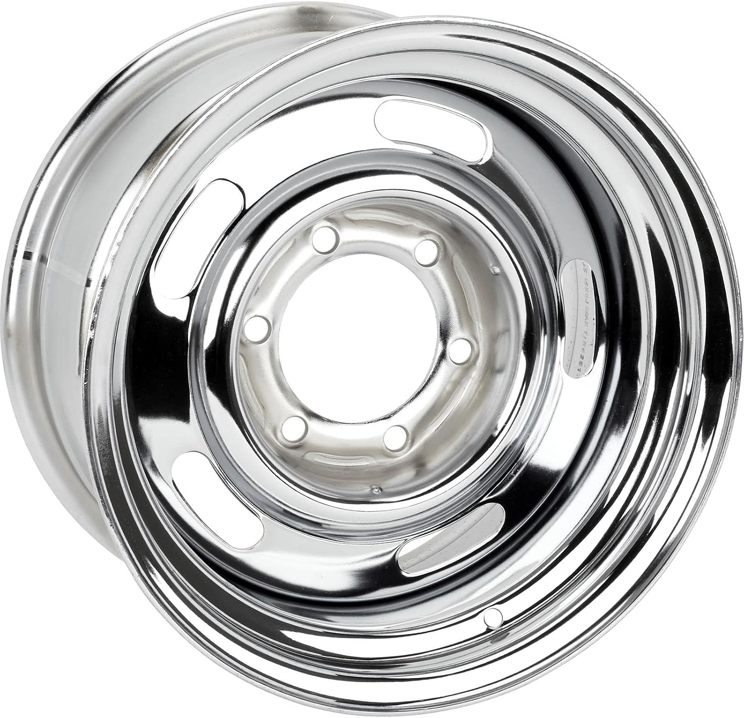 Speedway Motors 15 Inch GM Rally Truck Wheel, 6 on 5.5 Inch Bolt Pattern, Silver Painted Steel Rim, 8 Inch Width, Classic 5-Slot Design