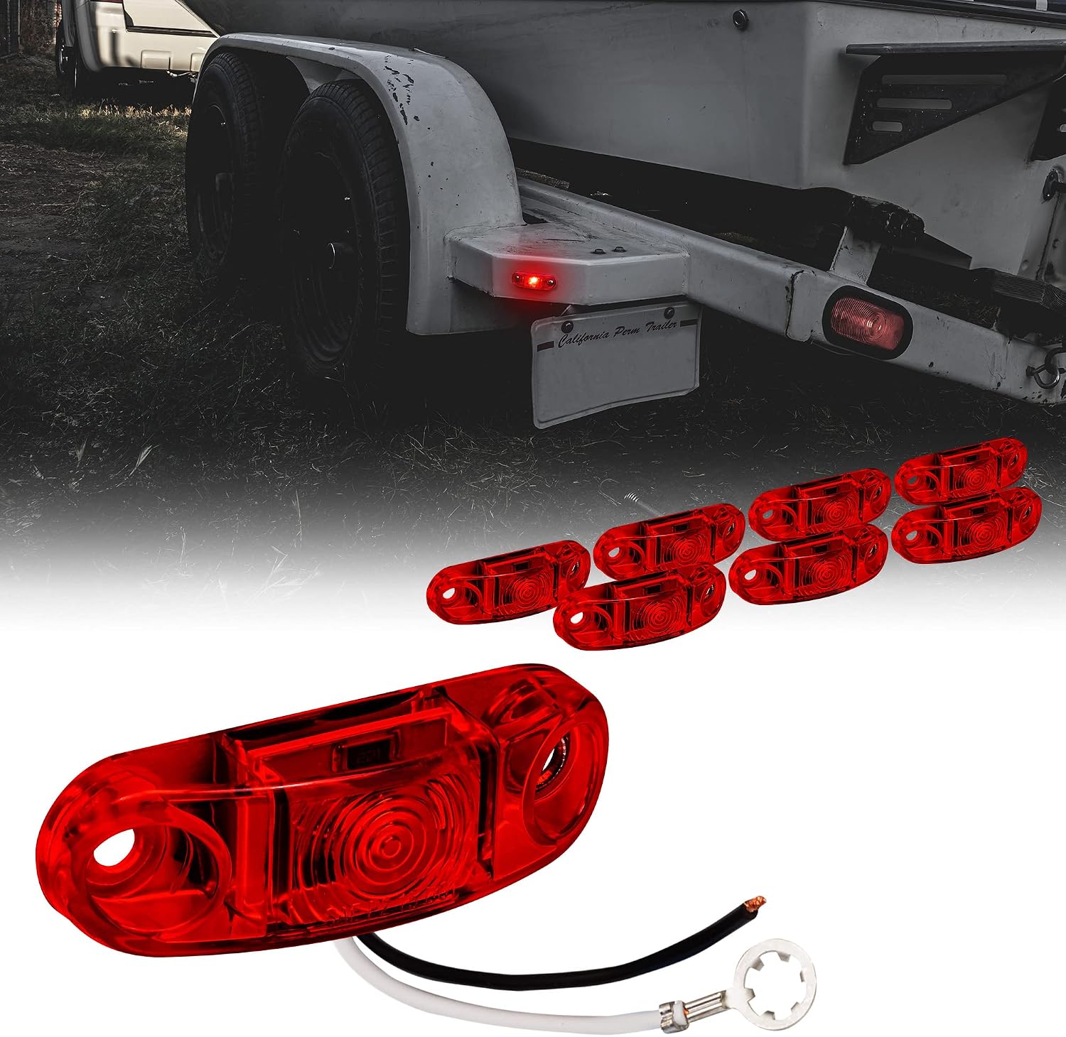 TRUE MODS 2pc 2.5" Amber Oval LED Trailer Marker Lights for Boat Trailer RV
