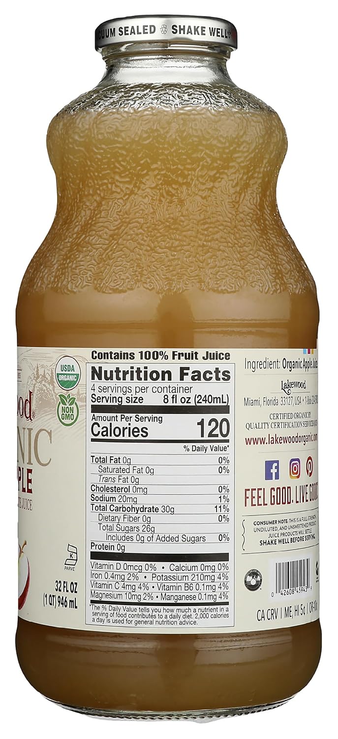 Lakewood, Organic Pure Apple Juice, 32 oz