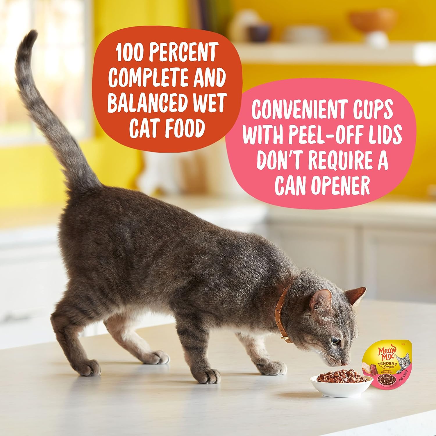 Meow Mix Tenders in Sauce, Wet Cat Food with Tuna & Whole Shrimp, 12 Cups