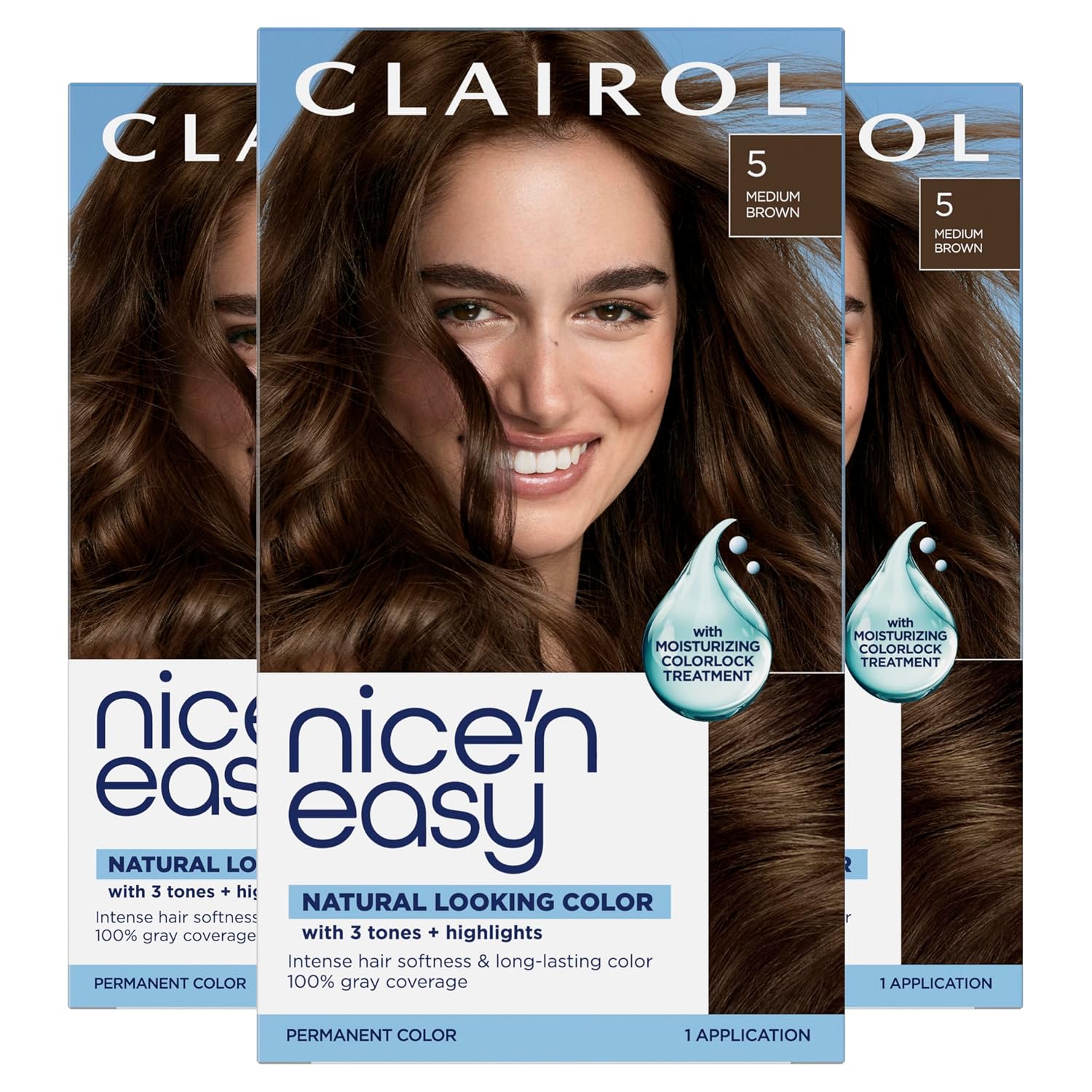 Clairol Nice'n Easy Permanent Hair Dye, 6A Light Ash Brown | Pack of 3