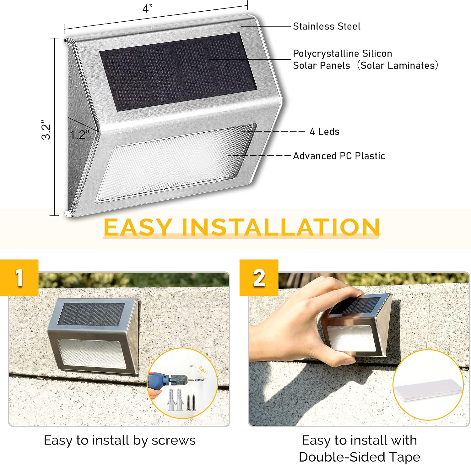 SOLPEX Solar Fence Lights, 12 Pack, Waterproof, Cold White
