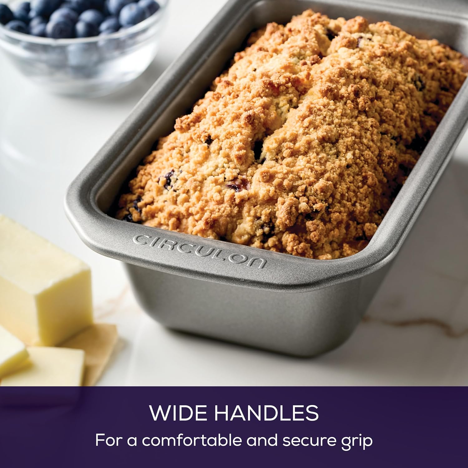 Circulon Nonstick Bakeware Set with Nonstick Cookie Sheet, Bread Pan, Bakings Pan and Cake Pans - 5 Piece, Chocolate Brown