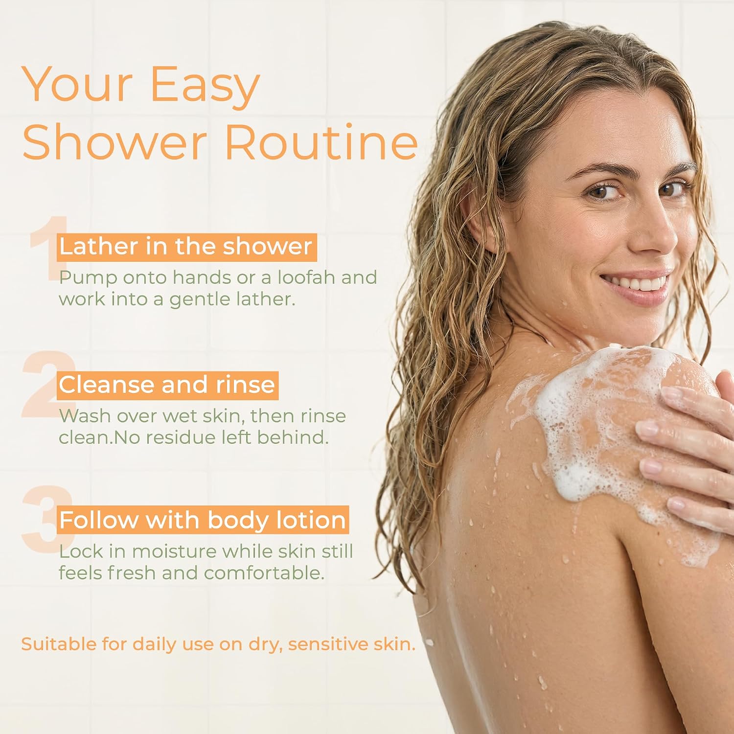Tree To Tub Soapberry Body Wash for Dry, Sensitive Skin, pH 5.5, 8.5 Fl Oz | Sulfate & Paraben-Free, Rich Lather, Fragrance-Free, Shea Butter & Aloe Vera, Vegan & Cruelty-Free, Gentle for Daily Use