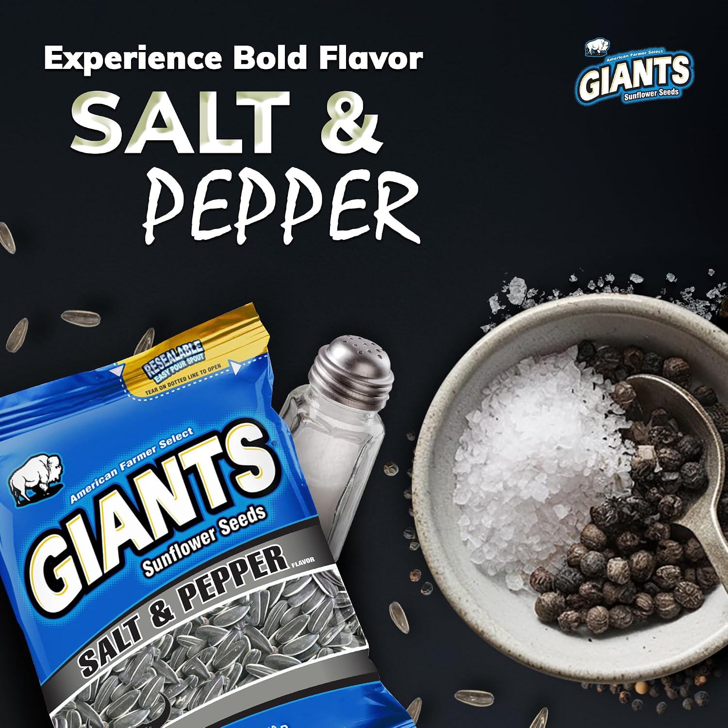 GIANTS Original Sunflower Seeds - Sunflower Seeds to Eat, Sunflower Seeds Bulk, Lightly Salted Sunflower Seeds for Eating, High Protein Snack - 5.75 oz Resealable Bags (Case of 12)