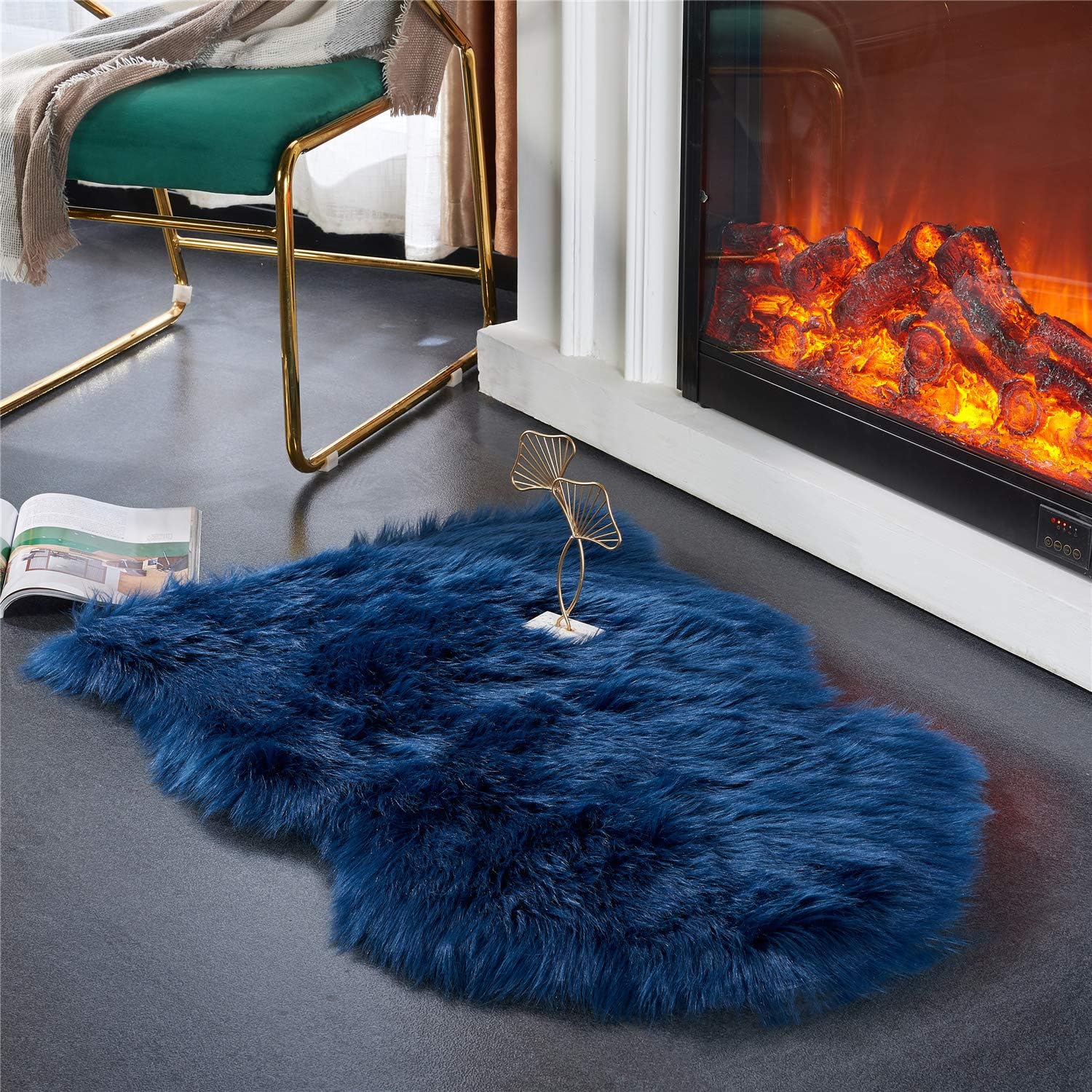 EasyJoy Ultra Soft Fluffy Shaggy Area Rug Faux Fur Rug Chair Cover Seat Pad Fuzzy Area Rug for Bedroom Floor Sofa Living Room (2 x 6 ft Sheepskin