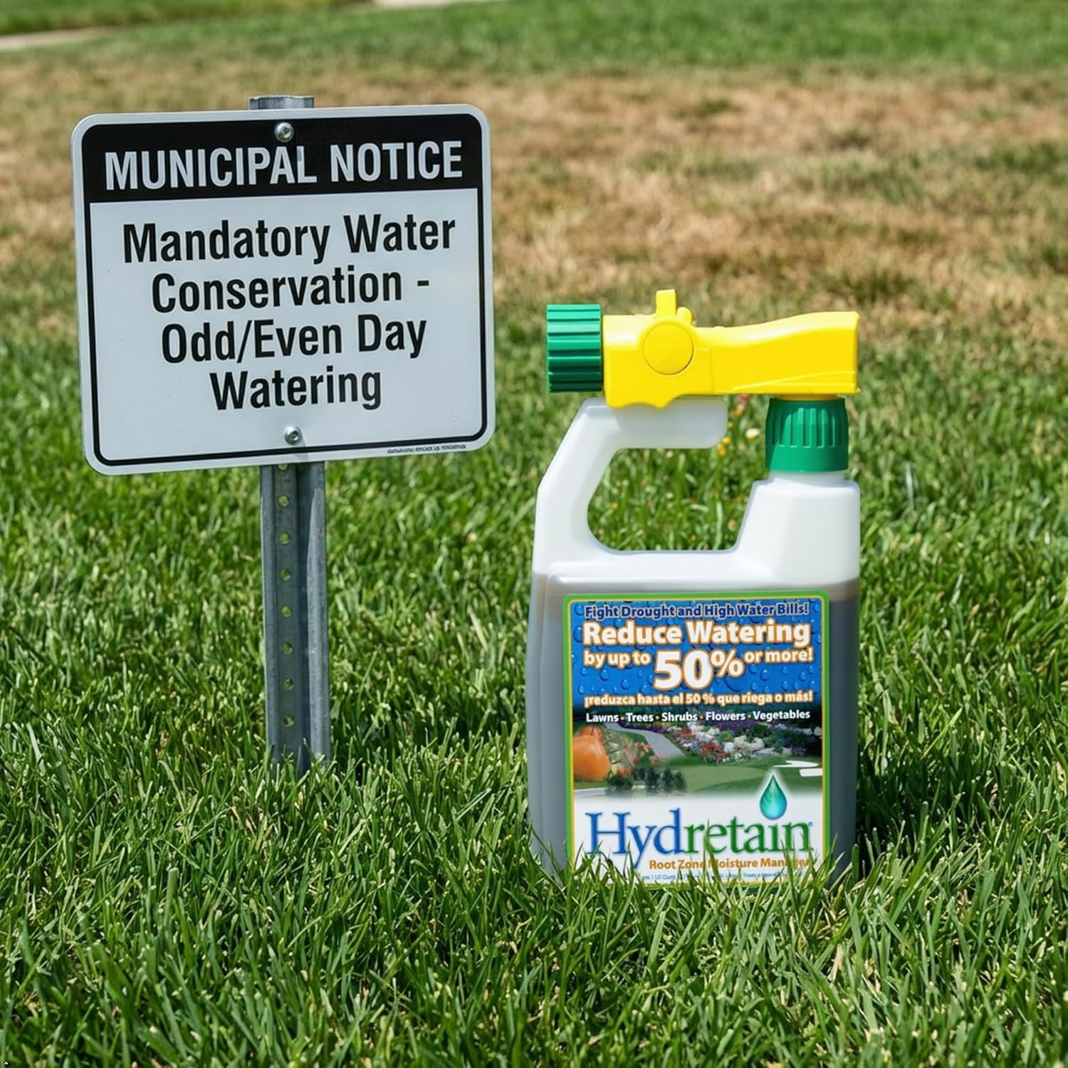 Hydretain Root Zone Moisture Manager — Converts Soil Moisture to Plant-Usable Water for Drought Protection — Reduce Watering 50%, 3-Month Residual, 5,000 Sq Ft Coverage (32 Fl Oz. RTS) | Patented humectant, ready-to-spray, 3-month residual, up to 5,000 s…
