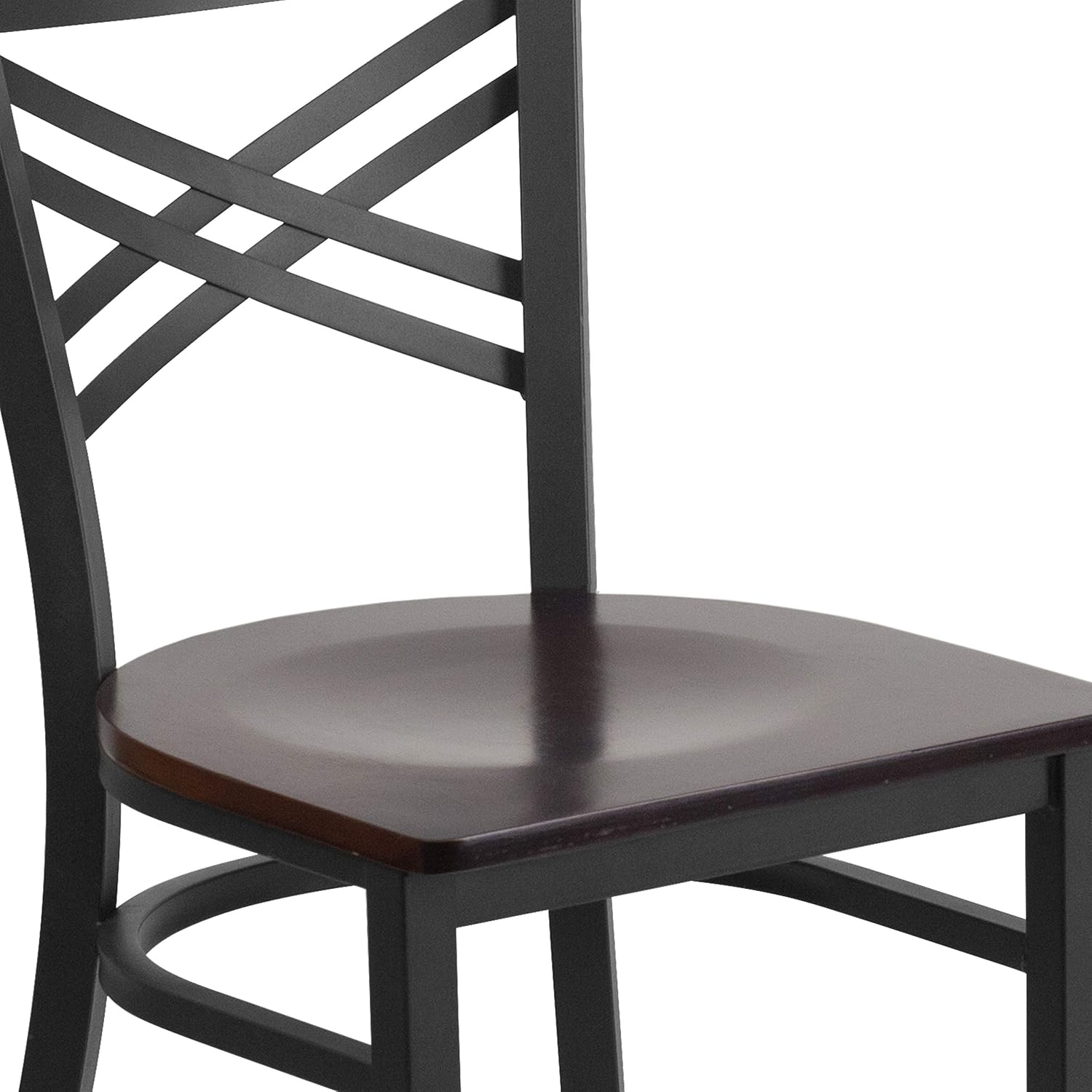 Flash Furniture Hercules Series "X" Back Metal Restaurant Chairs, Modern Upholstered Armless Dining Chairs for Restaurants/Kitchens, Set of 2, Black