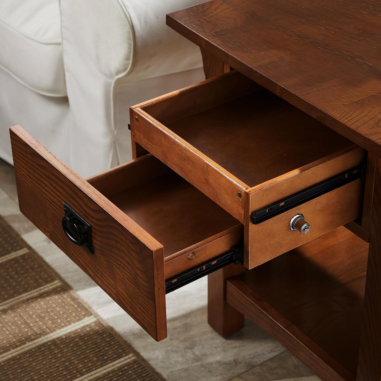 Leick Home Shield Wedge End Table, 21", Glazed Auburn