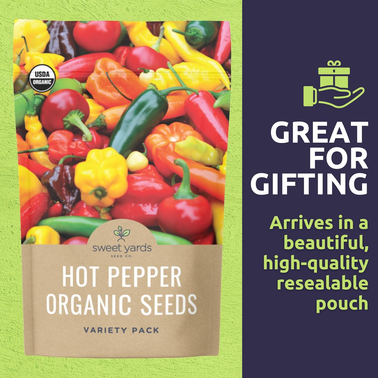 Organic Hot Pepper Seeds Variety Pack - 8 Individual Packs - 2026 Season - Habanero, Jalapeno, Cayenne
