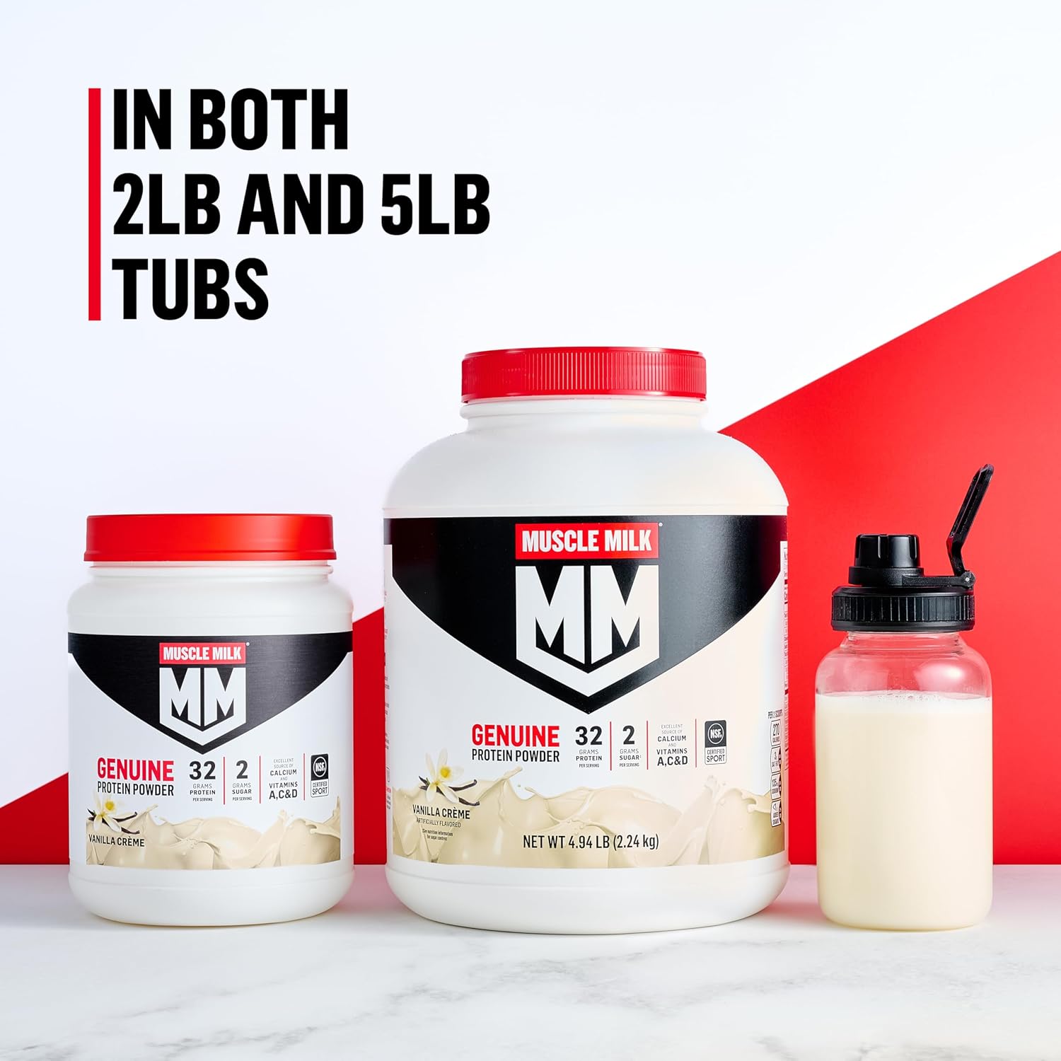 Muscle Milk Genuine Protein Powder, Chocolate, 4.94 Pound, 32 Servings, 32g Protein, 2g Sugar, Calcium, Vitamins A, C & D, NSF Certified for Sport, Energizing Snack, Packaging May Vary