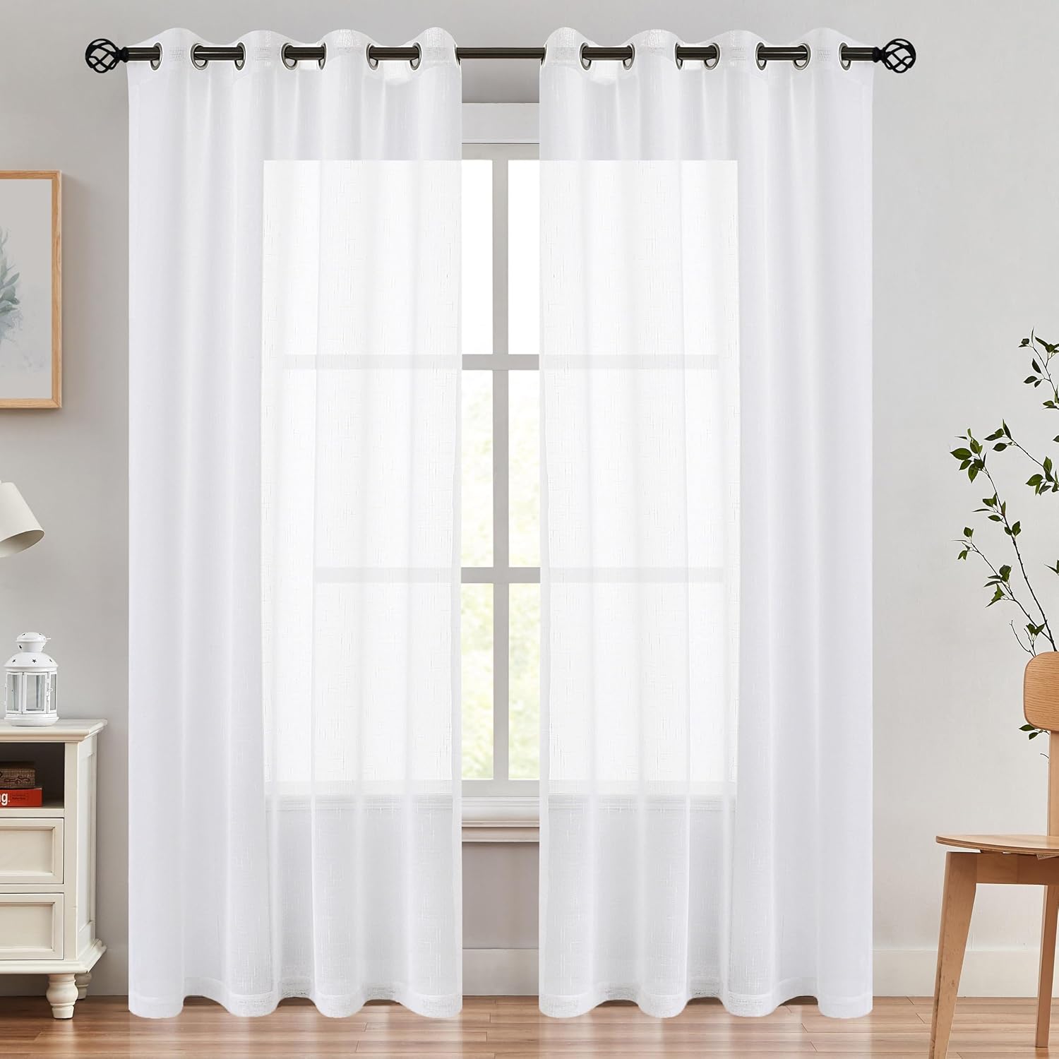 Randall Off White Sheer Open Weave Curtain for Living Room 2 Panels,72"