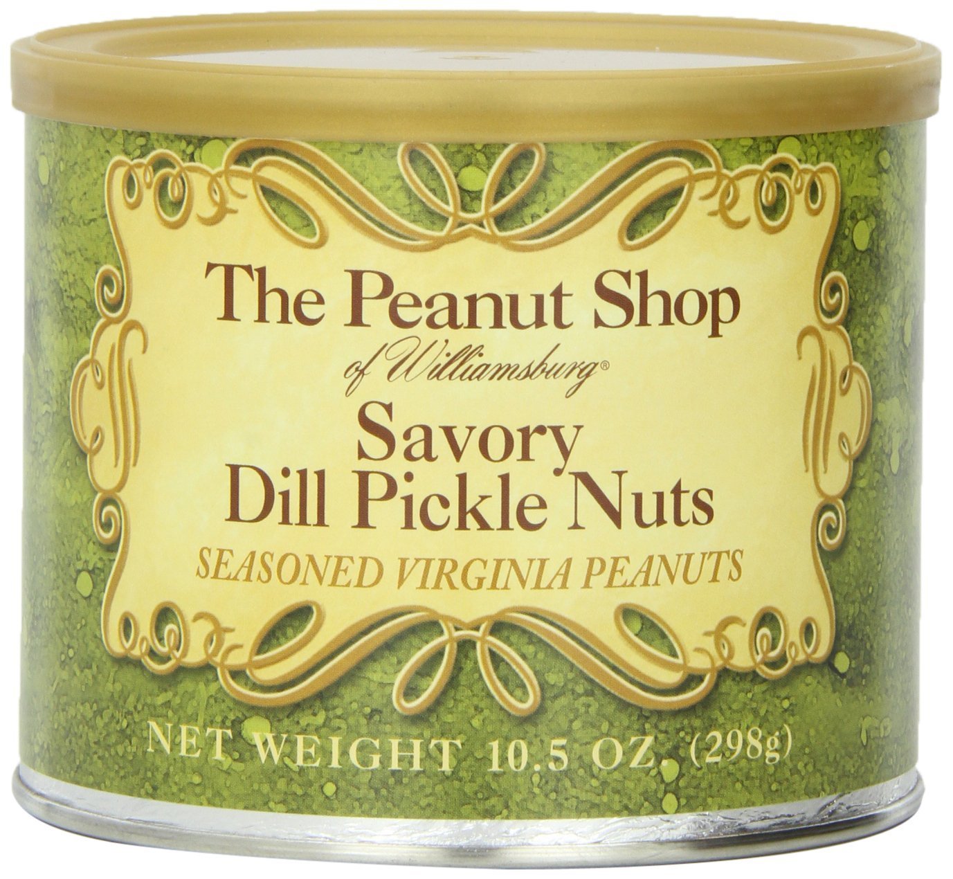 The Peanut Shop of Williamsburg Dill Pickle Flavored Peanuts, Extra Large Virginia Nuts, Gluten-Free - 9 Oz Tin