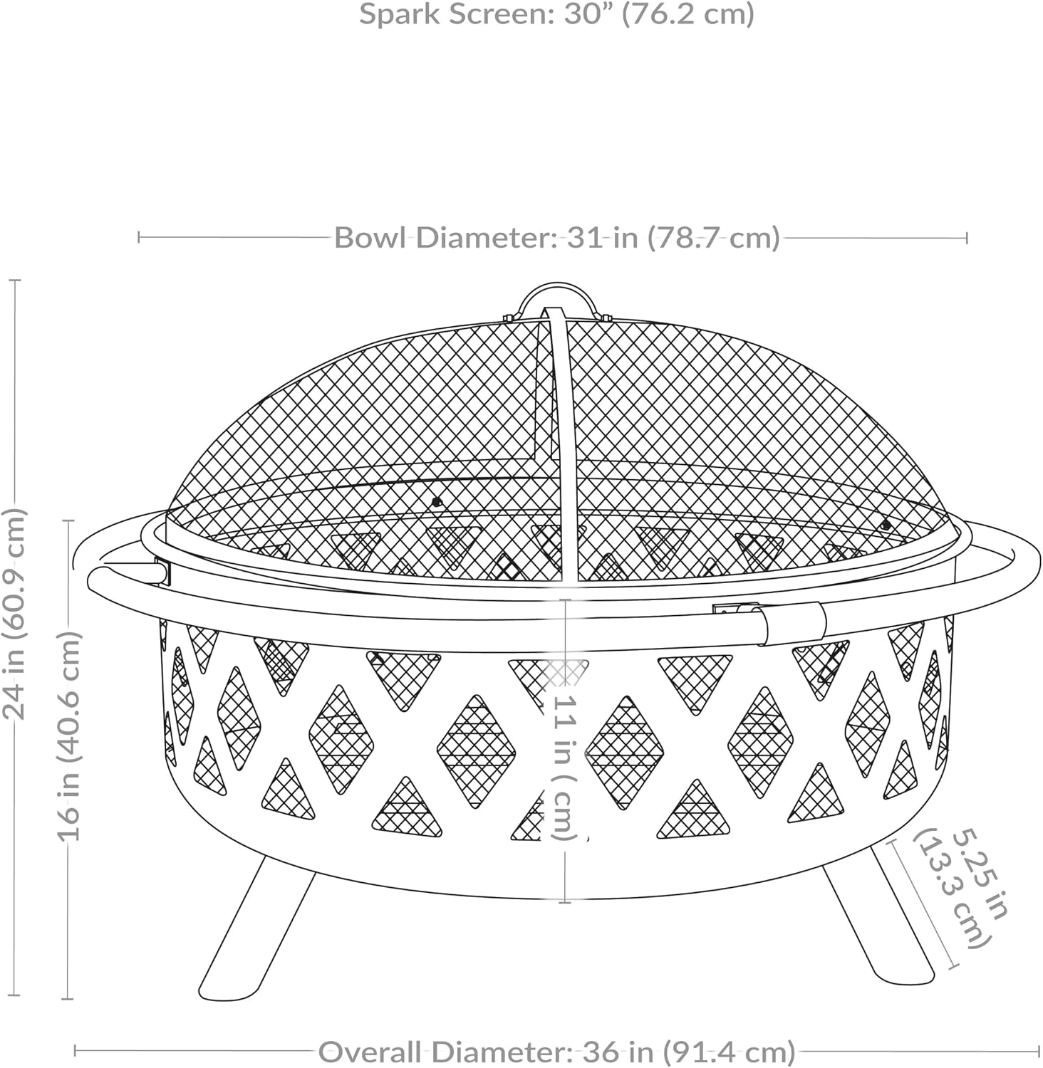 Sunnydaze Crossweave Large Outdoor Fire Pit, Wood Burning, Round, 36" | Black, Heavy Duty Steel Metal, Patio Fire Pit with Spark Screen, Poker, & Cover, Wood Firepit for Outside, Backyard, or Deck