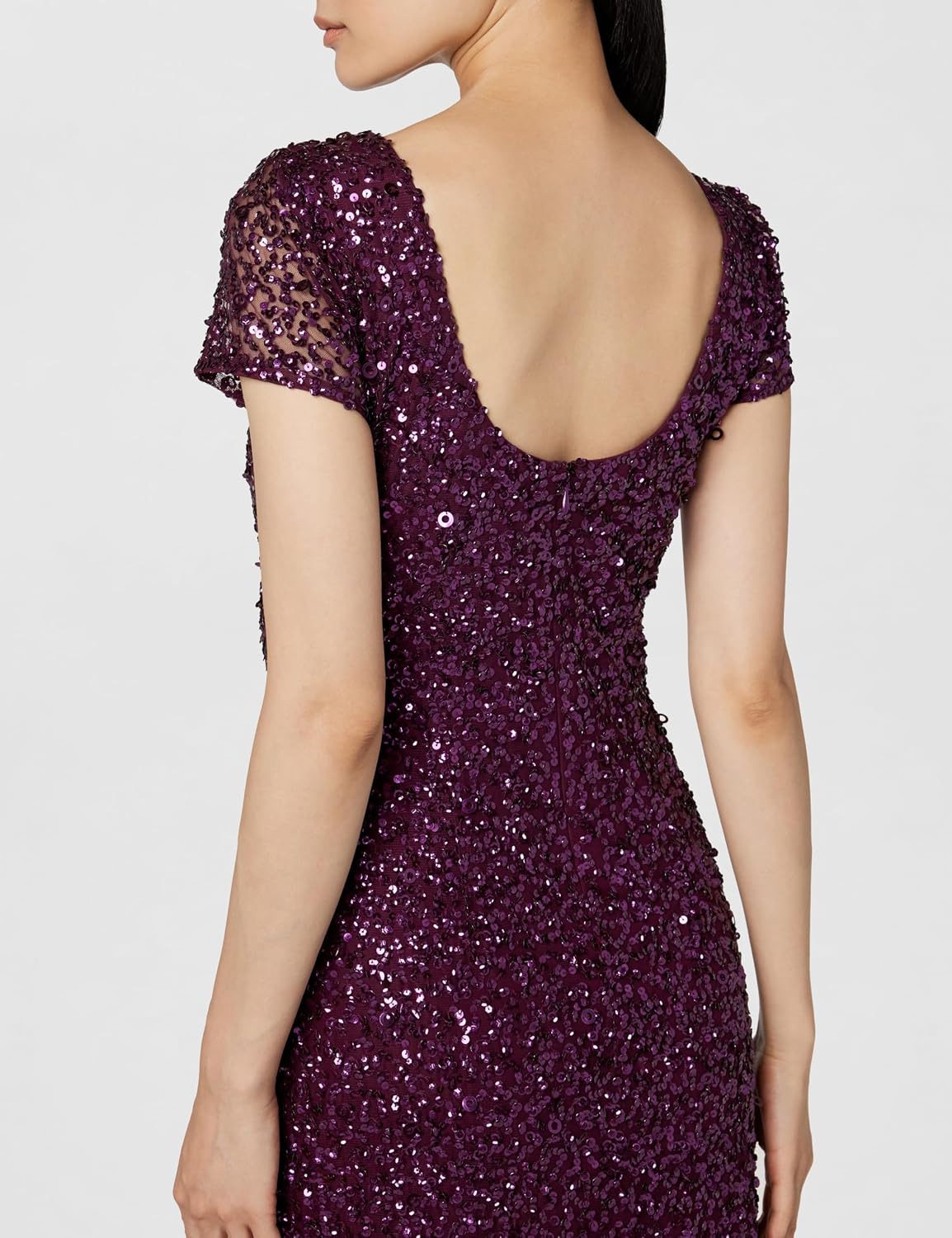 Adrianna Papell Womens Short-Sleeve All Over Sequin Gown