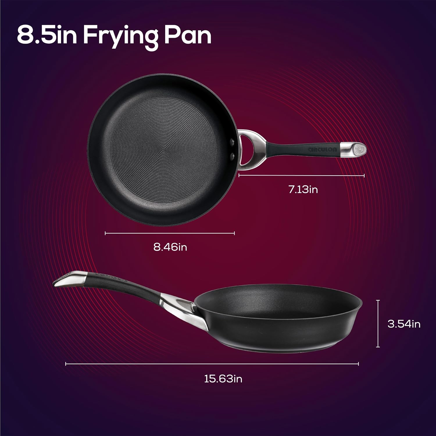 Circulon Symmetry Hard Anodized Nonstick Induction Frying Pan, 8.5-Inch Fry Pan, Black