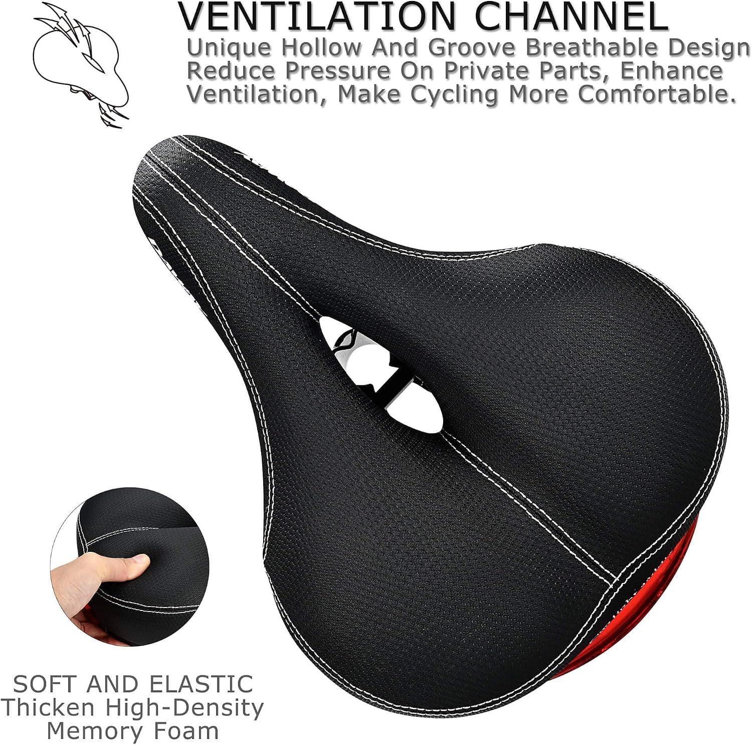 DAWAY Comfortable Men Women Bike Seat - Soft Memory Foam Padded Bicycle Seat, Bike Saddle Replacement with Wide Cushion for Peloton, Mountain & Exercise Bikes, Shock Absorbing, Waterproof, Universal
