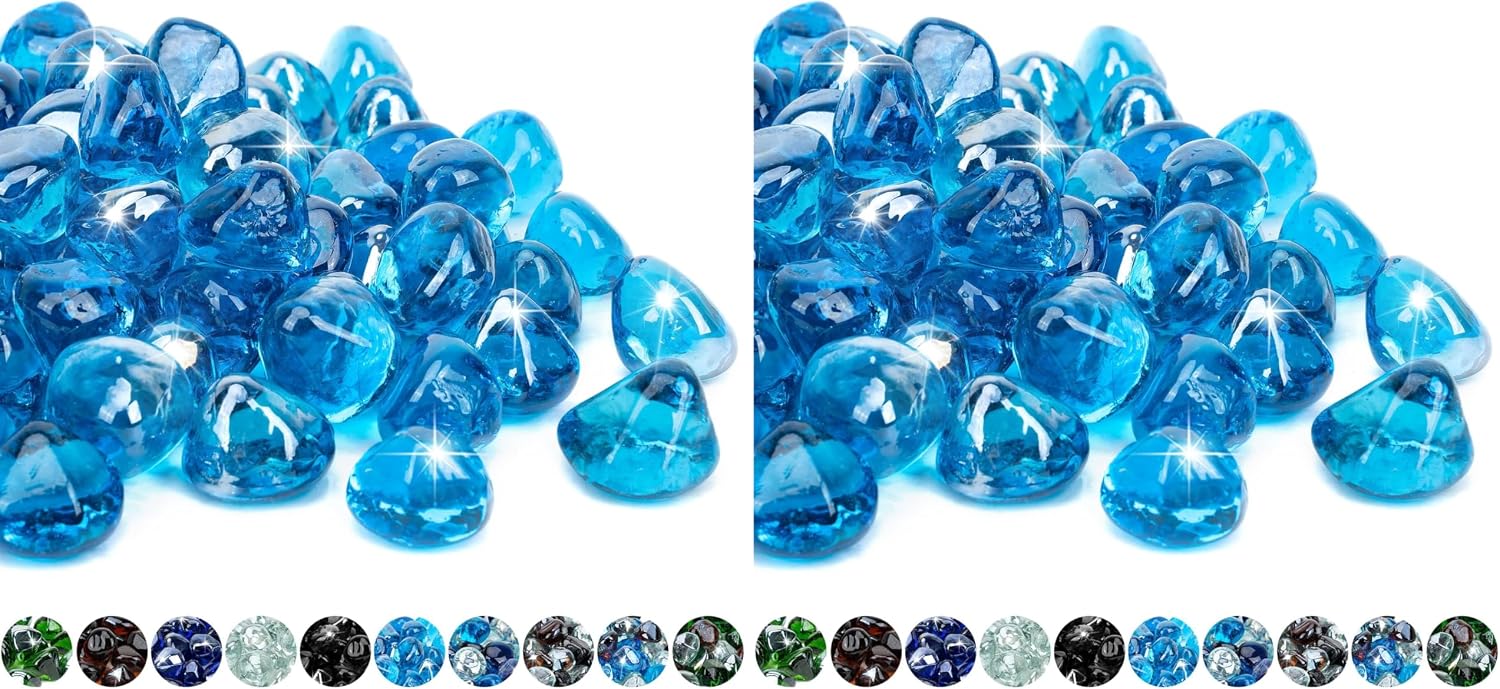 Mr. Fireglass 10 Pounds 1 Inch Diamond Fire Glass, High Luster Crystal Ice | Reflective Fire Pit Glass Rocks,10 lbs, For Propane & Natural Gas Fire Pits Table Fireplace & Lanscape
