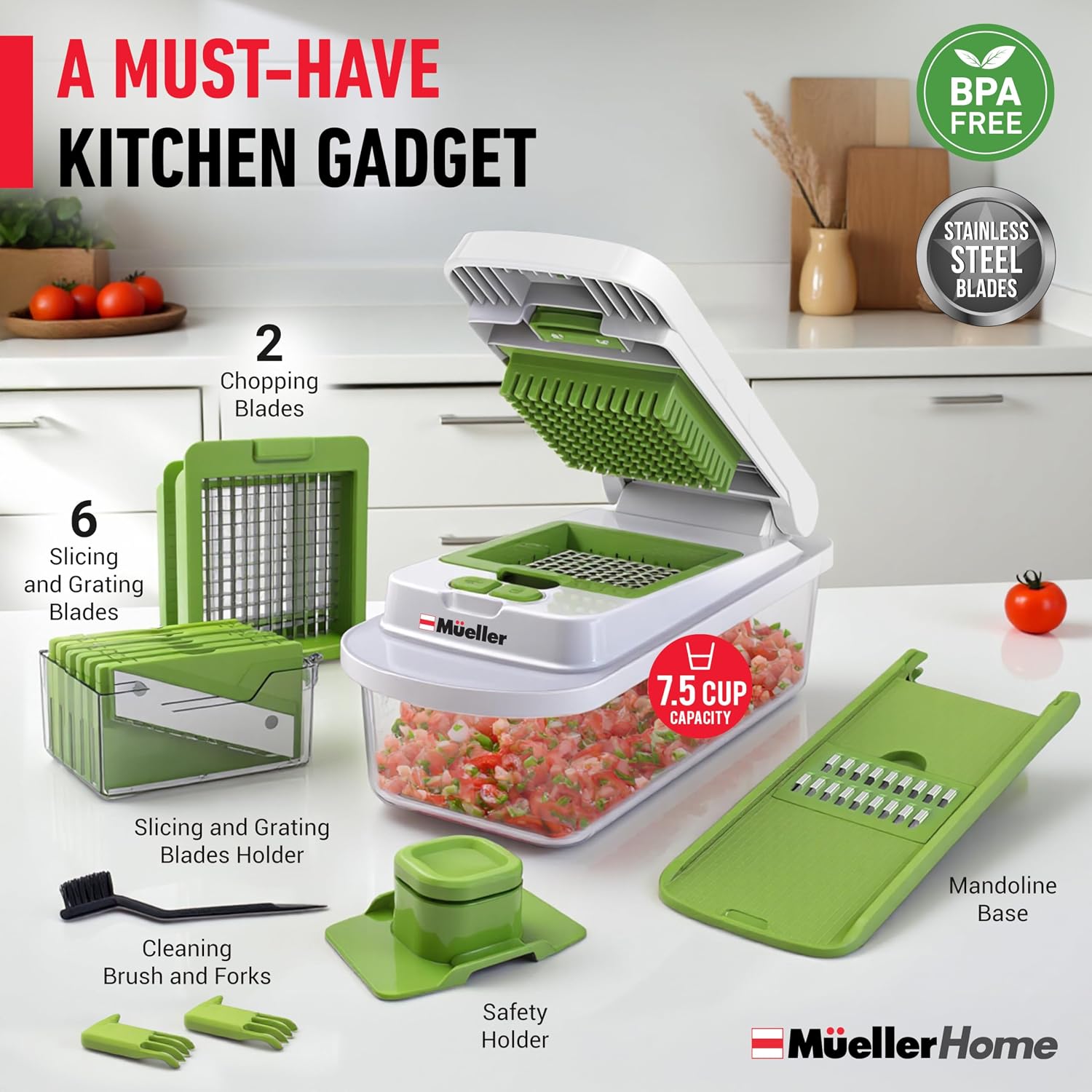 Mueller The Real Original Pro Vegetable Chopper & Mandoline Slicer, 10-in-1