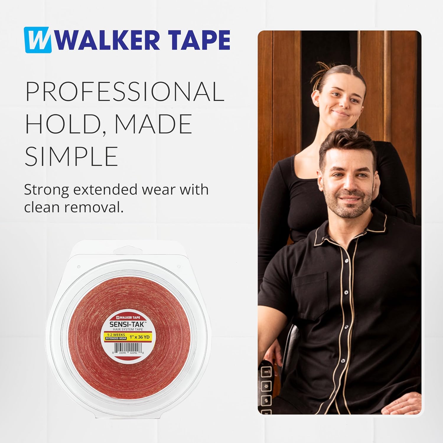 Walker Tape Sensi-Tak Secure Hairpiece Roll 1" x 12 Yards, Extended Wear Wig Tape Double Sided Ultra Hold for Poly Systems, Clear Lace Wig Adhesive for Lace Front Wigs Human Hair and Toupee Adhesives