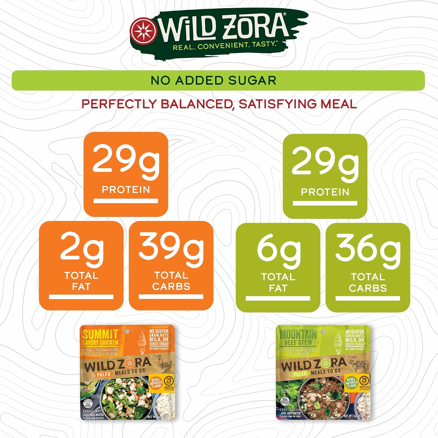 Wild Zora Paleo Freeze Dried Meals for Backpacking & Camping - Healthy Gluten Free & Grain Free Camping Meals/Backpacking Food + No Added Sugar - Great for Travel (Cliffside Coconut Berry 2-Pack)