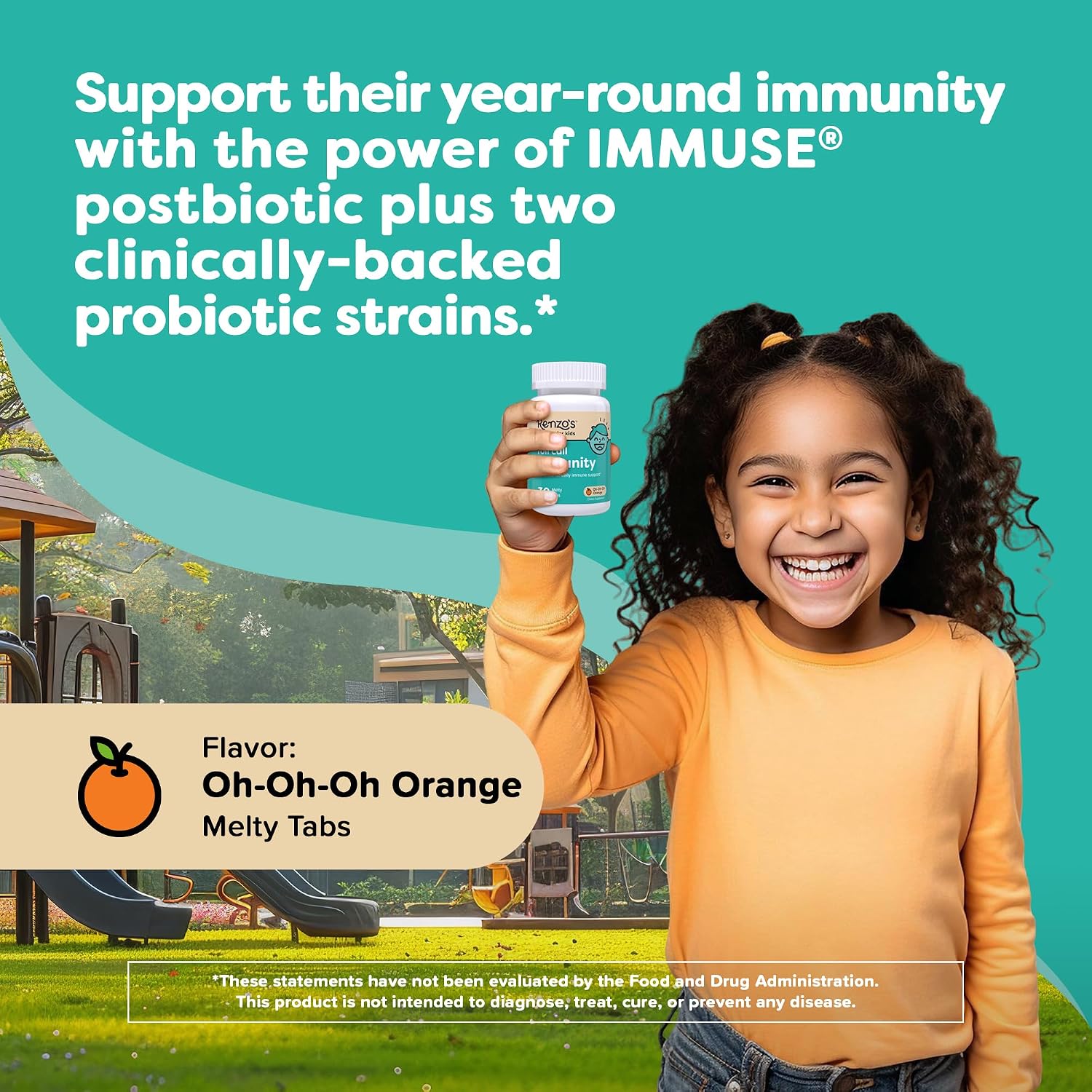 Renzo's Invincible Kids Vitamin C with Elderberry Vitamin C and Zinc, Dissolvable Kids Vitamins for Immune Support, Sugar-Free Melty Tabs
