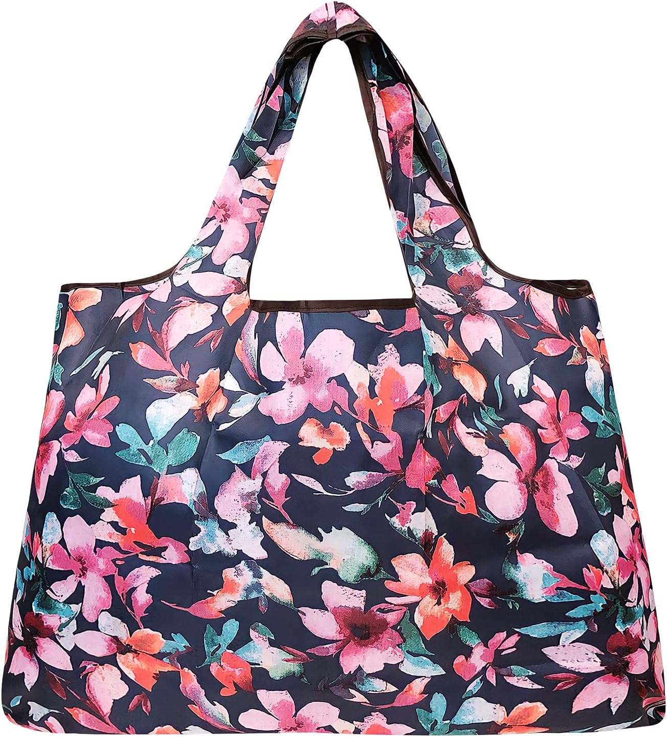 allydrew Large Foldable Tote Nylon Reusable Grocery Bags, Gray Ferns