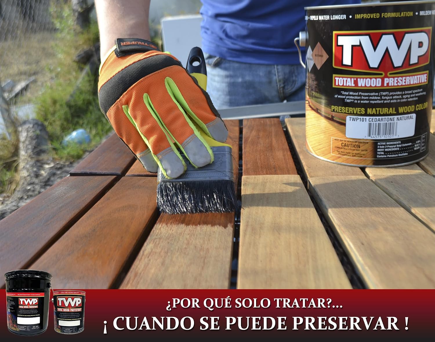 TWP 101 Pro-Series Cedartone Exterior Wood Stain & Protectant — Oil-Based, Mildew Resistant, Water Repellent — for Decks, Fences