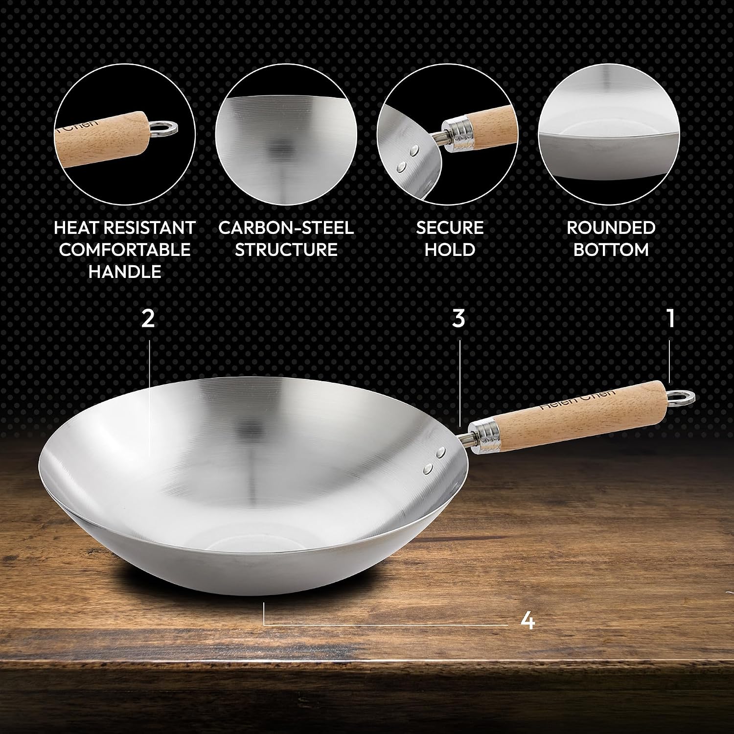 Helen's Asian Kitchen Xylan Non-Stick Wok, 12-Inch Flat Bottom Wok