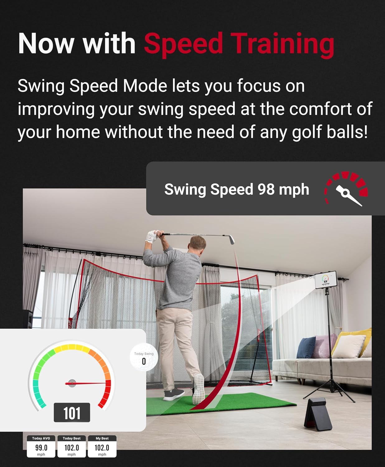 SC4 PRO Golf Launch Monitor & 3D Driving Range Simulator Indoor and Outdoor Use Portable Golf Swing Analyzer Home Tracker with Built-in Screen
