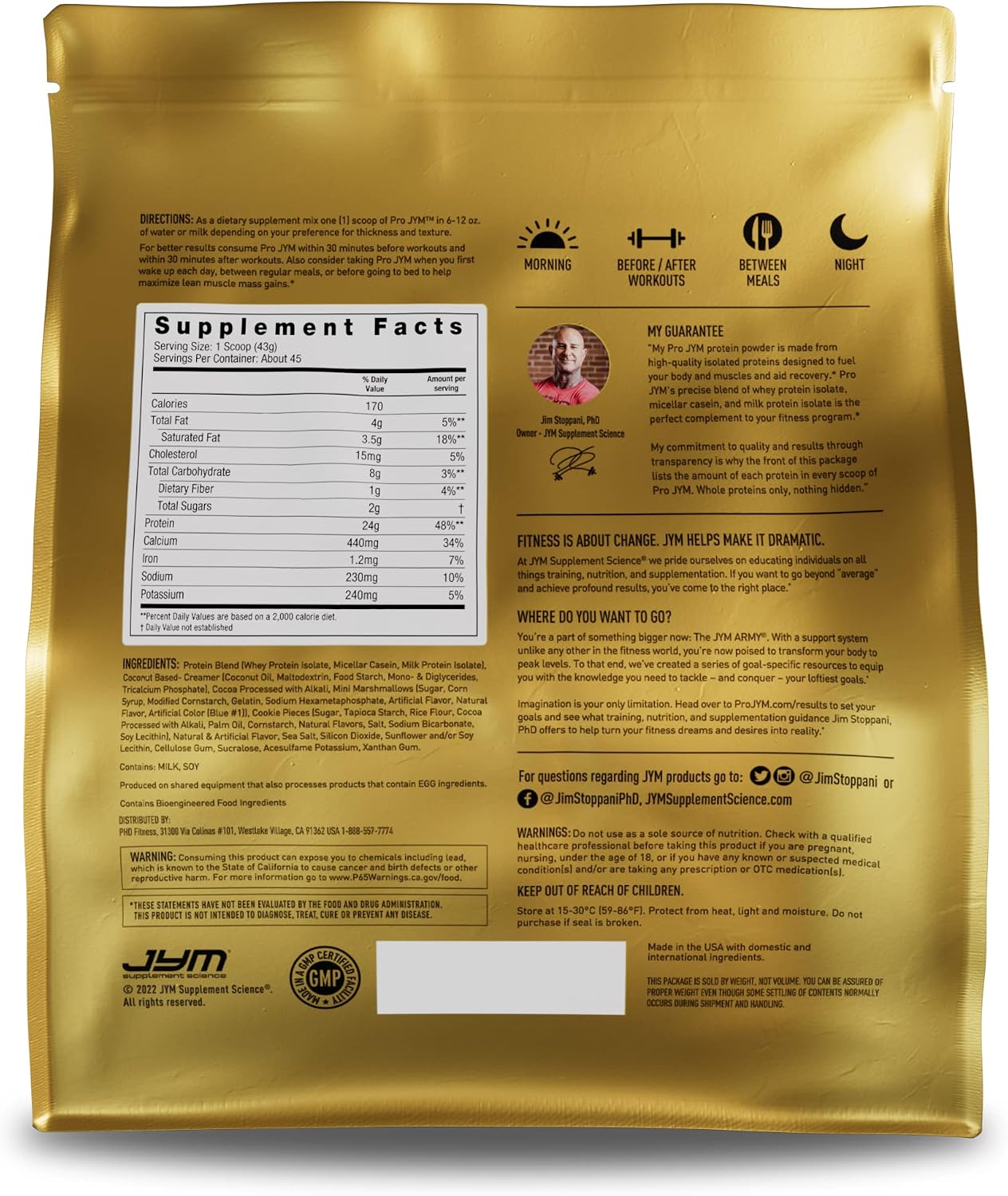 JYM Tahitian Vanilla Bean Whey & Casein Protein Powder, 1.7 lb, 22 Servings | Micellar Casein & Milk Protein Isolate, Lean Muscle Building, Pre & Post Workout Nutrition, Men & Women