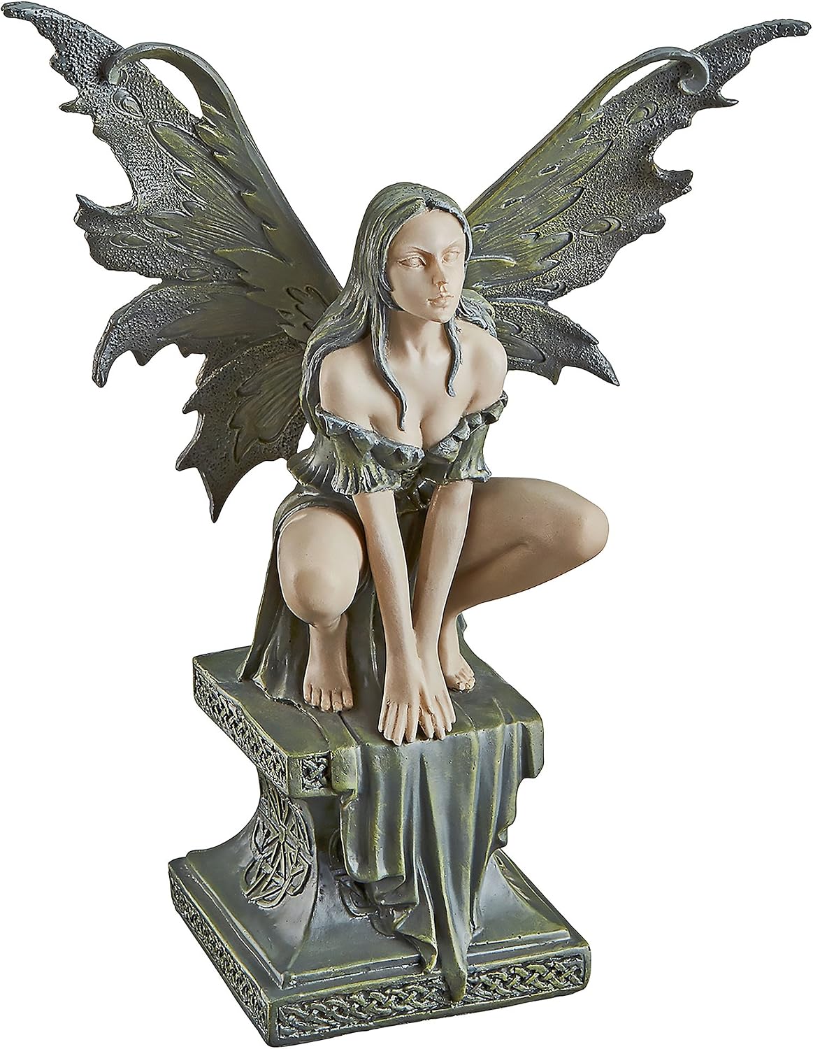Design Toscano Celtic Fairy's Perilous Perch Outdoor Garden Statue, Large, 19 Inch, Polyresin, Two Tone Stone
