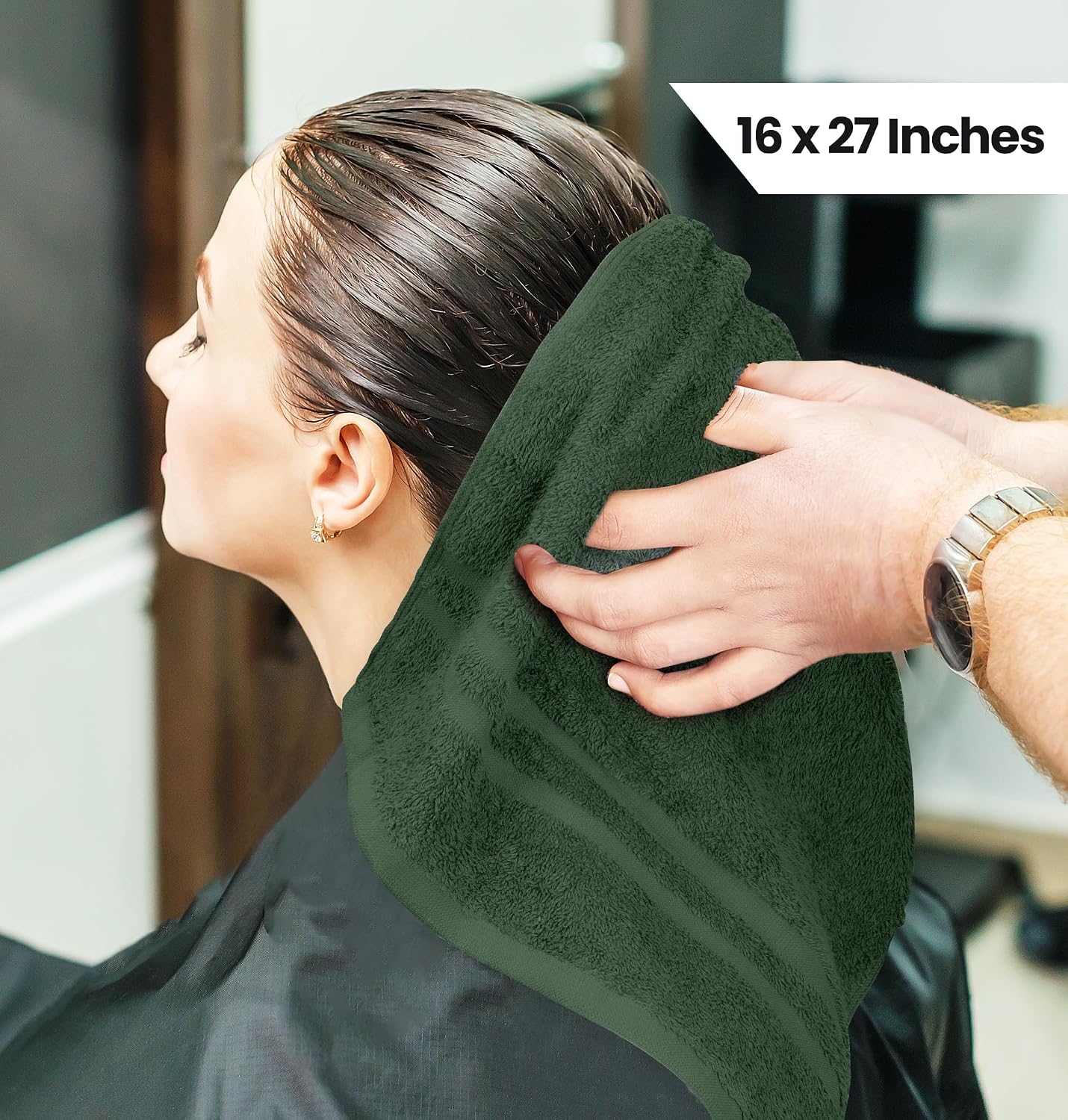 Utopia Towels Bleach Proof Salon Towels, Pack of 24, 16x27 in, Black | Bleach Safe 100% Cotton Salon Towels - Super Absorbent, Durable Ideal for Salon