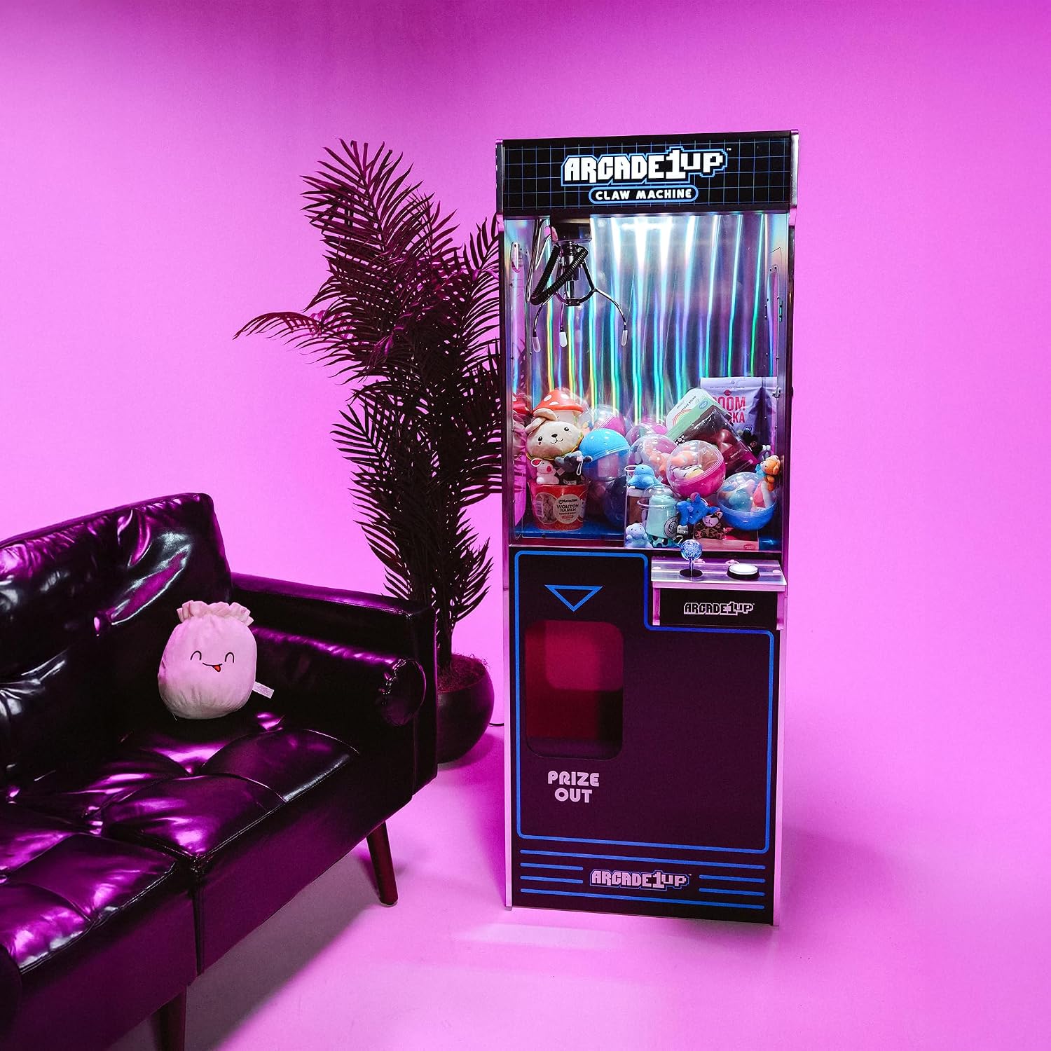 ARCADE1UP Claw Machine with 3 Levels of Difficulty, Ceiling Light | Adjustable Sound Volume for Arcade Game Room and Party Entertainment