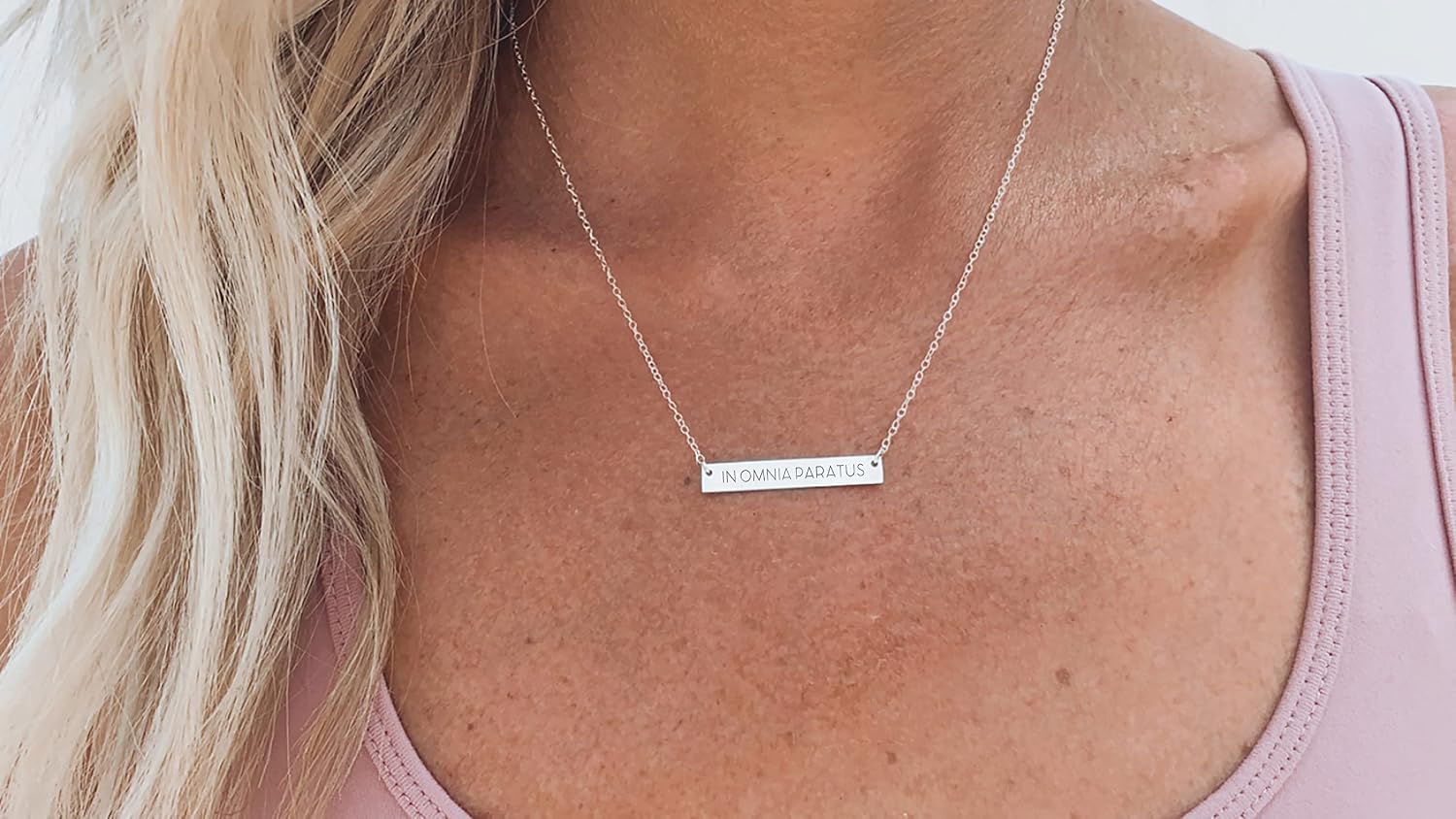 In Omnia Paratus Bar Necklace Strength Jewelry A Motivation Necklace Mantra Pendant Is An Inspirational Charm, In Omnia Paratus Bar Jewelry