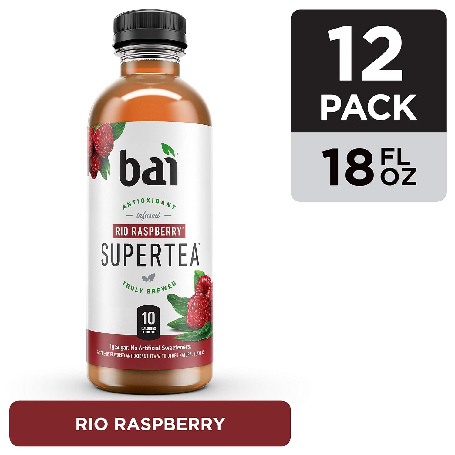 Bai Iced Tea, Narino Peach, Antioxidant Infused Supertea, Crafted with Real Tea (Black Tea, White Tea), 18 Fluid Ounce Bottles, 12 count