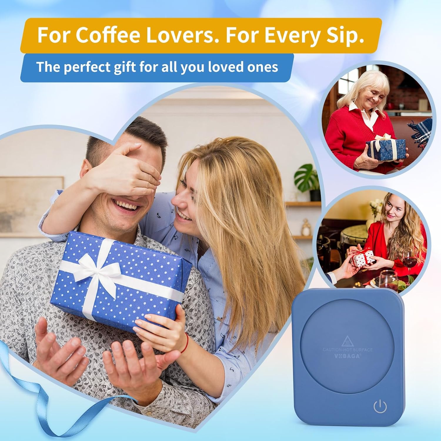 VOBAGA Coffee Mug Warmer for Desk with Auto Shut Off & 3-Temp Settings, Coffee Cup Warmer with Smart Safety Alert Home Office Accessory