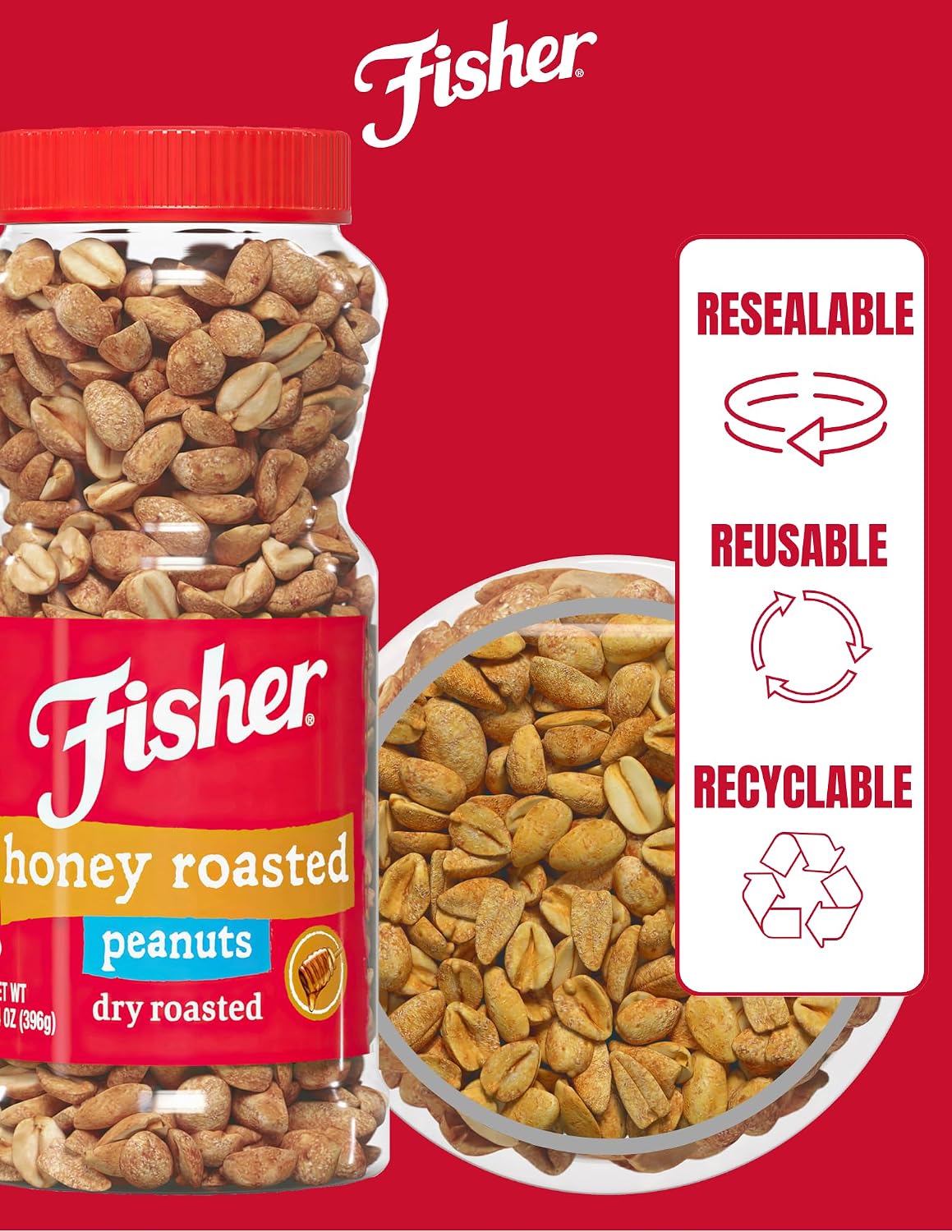 Fisher Snack Butter Toffee Peanuts, 42 Ounces (Pack of 1), No Artificial Colors or Flavors, 100% Recyclable