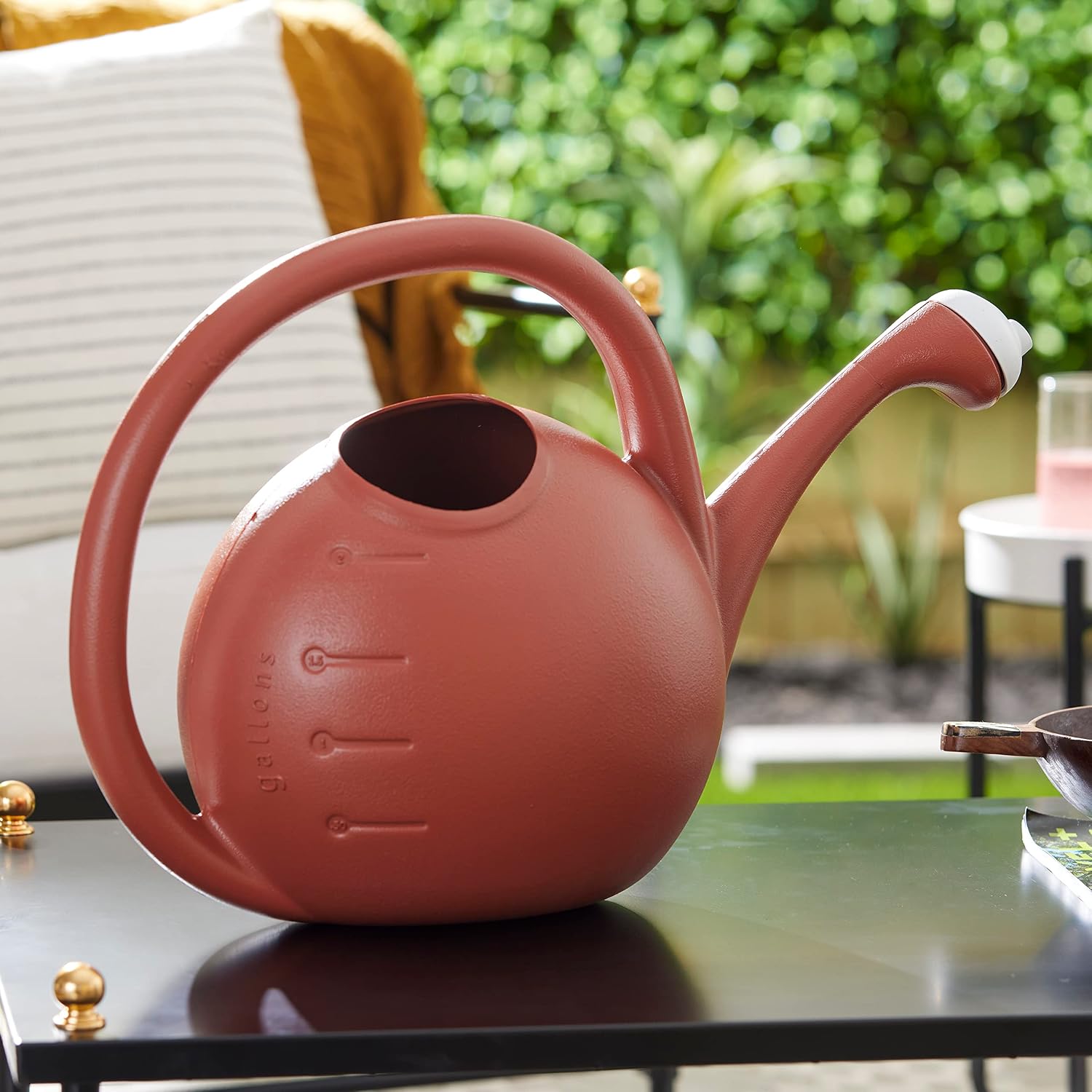 2-Gallon Premium Plastic Rosette Watering Can - The HC Companies 11"x21"x13.75" in Evergreen Color