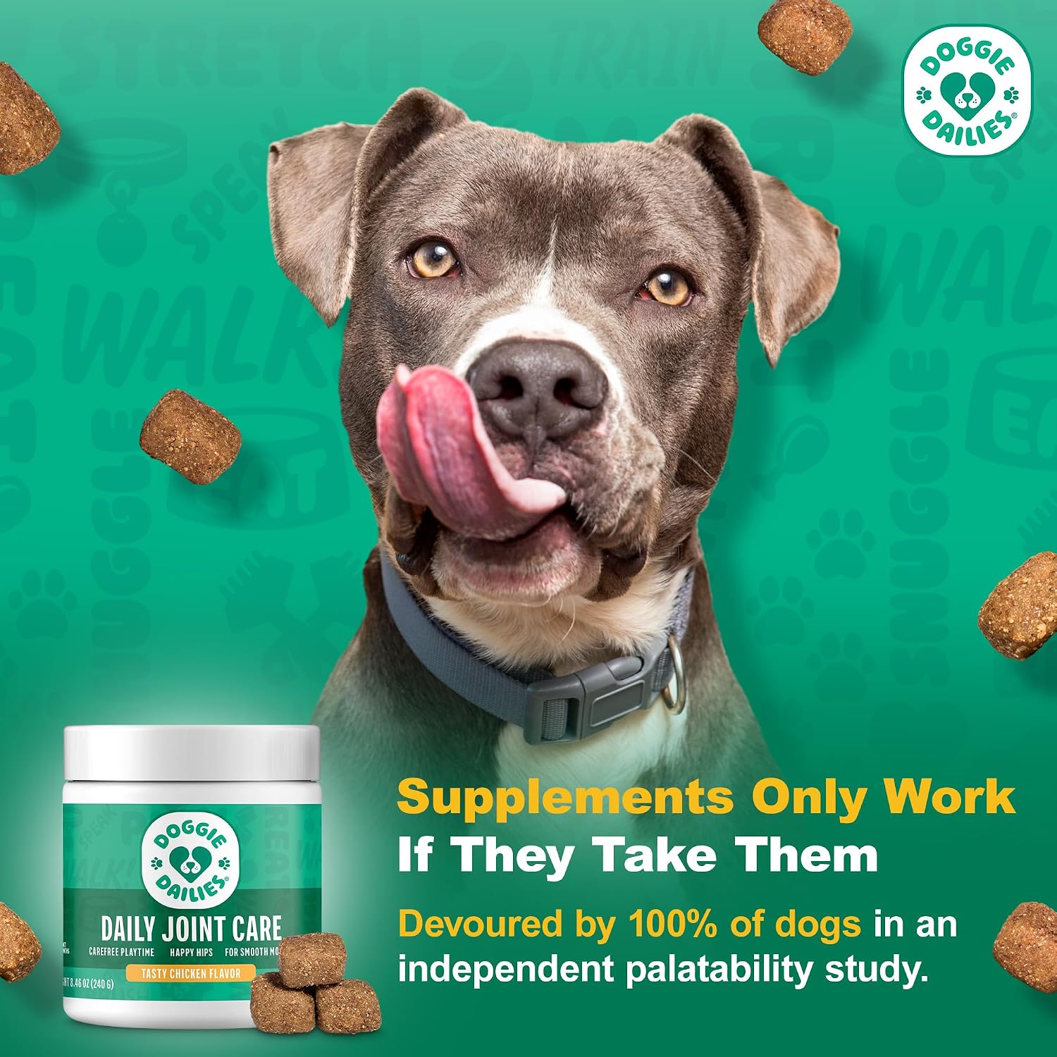 Doggie Dailies Hip & Joint Chews for Dogs, Chicken, All Breeds, 225 Count | Glucosamine & Chondroitin Supplement, Supports Joint Health & Mobility, Soft Chews for Dogs of All Breeds & Sizes