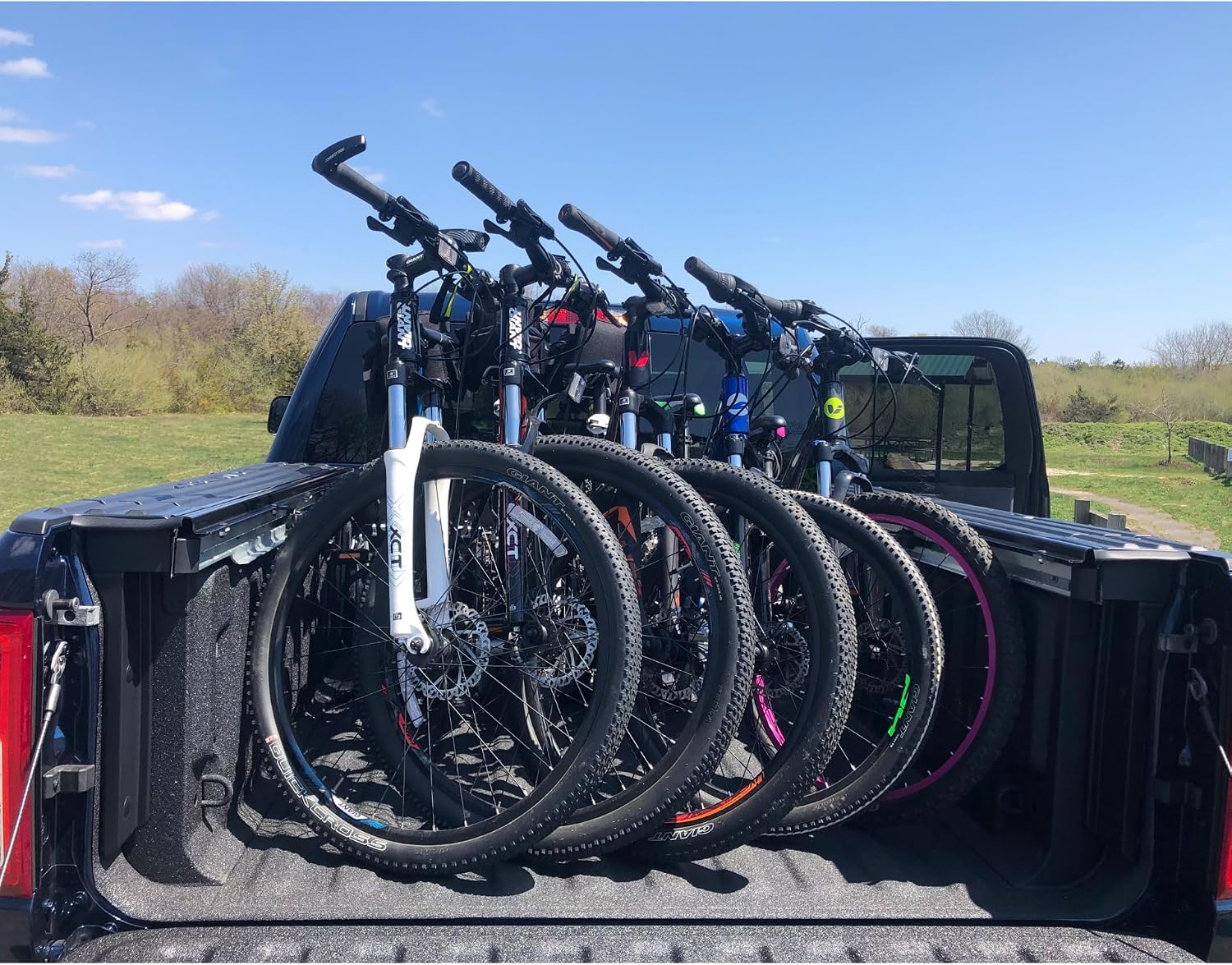 3 Bike Rack for Truck Bed - 3 Standard All-Aluminum Tire Bike Rack for Full Size Trucks - Effortless Wheel Mount, Skip Front Tire Removal, Drill-Free Installation - Gift Set for Men