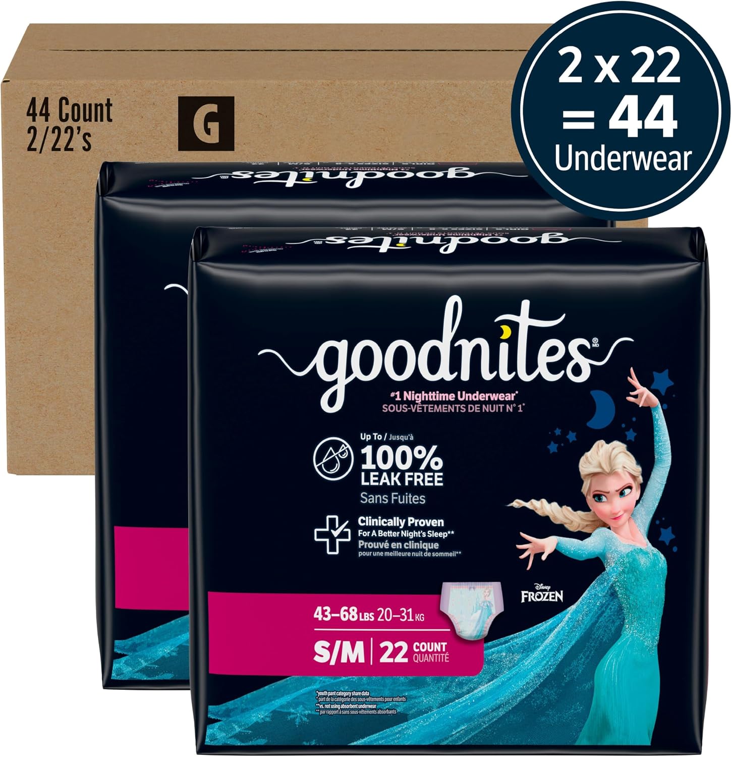 Goodnites Girls' Nighttime Bedwetting Underwear, Size S/M (43-68 lbs), 14 Ct, Packaging May Vary