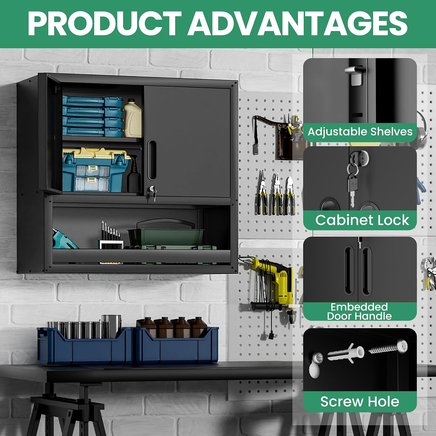 Garage Cabinets,Metal Garage Storage Cabinet with Wheels,Black Lockable Rolling Tool Cabinet with Drawer and Adjustable Shelves,Heavy Duty Tool Chest for Home Office Utility Room