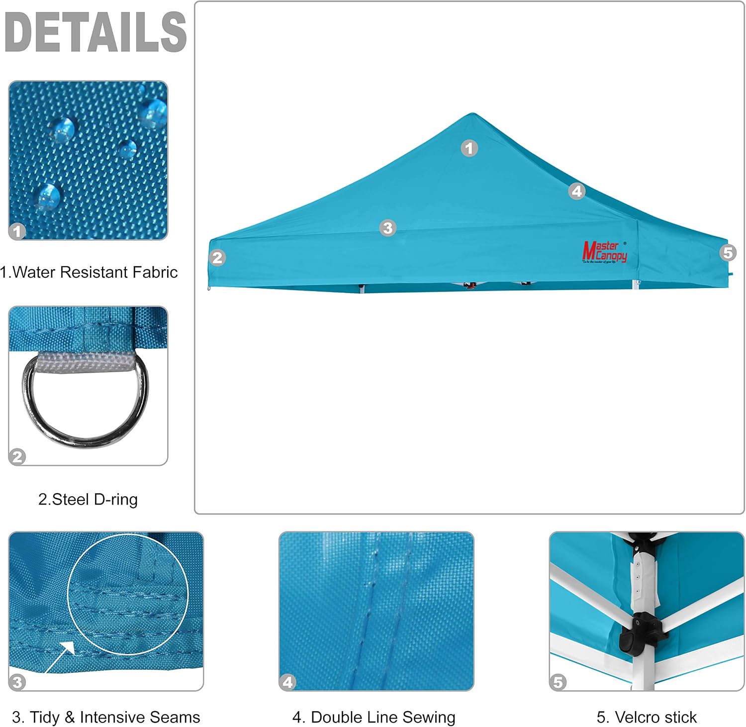 MASTERCANOPY 10x10 Replacement Pop Up Canopy Top for Kingkong Frame Gray