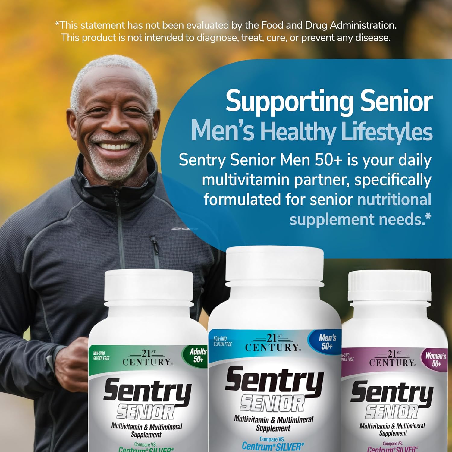21st Century Sentry Senior Men 50+ Multivitamin Tablets, 100 Count | Complete Daily Multivitamin & Multimineral, Compare VS. Centrum® SILVER Men 50+