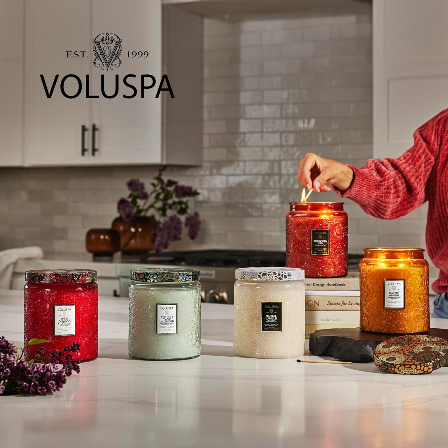 Voluspa Baltic Amber, Small Candle Jar, 5.5 oz, 50 Hour Burn Time, Coconut Wax for Clean Burning, Handcrafted in the USA