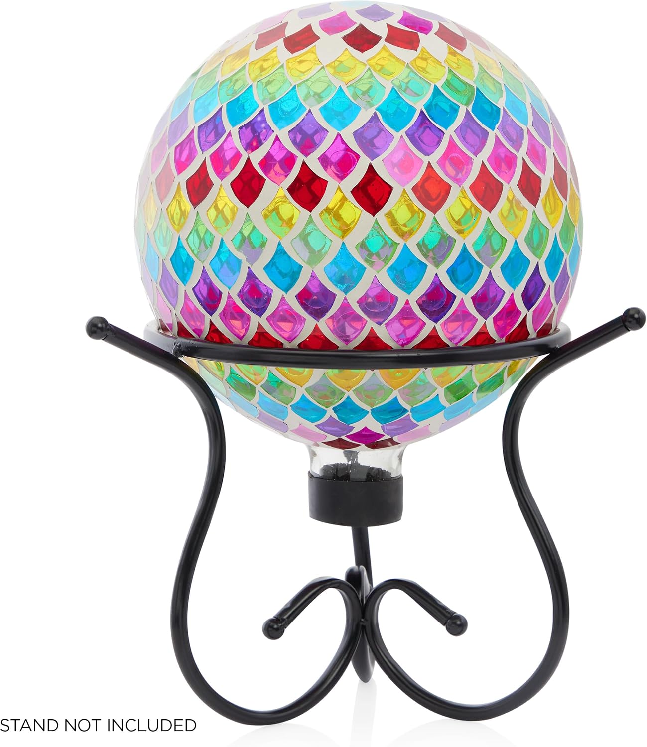 Alpine Corporation 10" Diameter Indoor/Outdoor Glass Mosaic Gazing Globe Yard Decoration, Purple Pearlized Petals Design