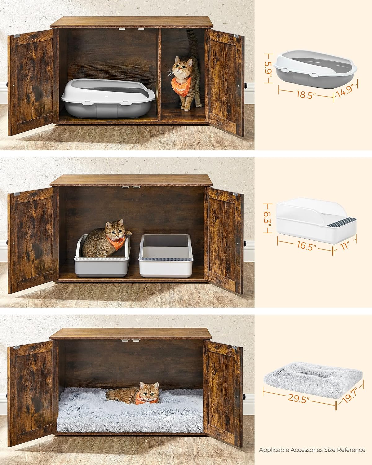 Feandrea Cat Litter Box Enclosure, End Table, 31.5 x 20.9 x 19.7 Inches
