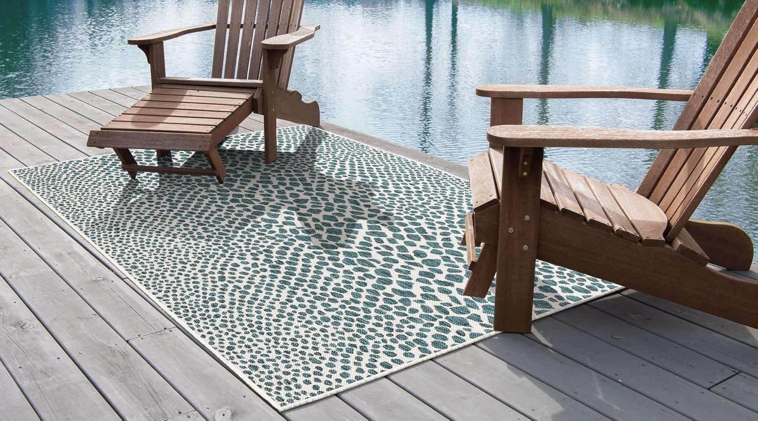 Unique Loom Outdoor Collection Area Rug - Cape Town (9' x 12' Rectangle, Blue/Ivory)