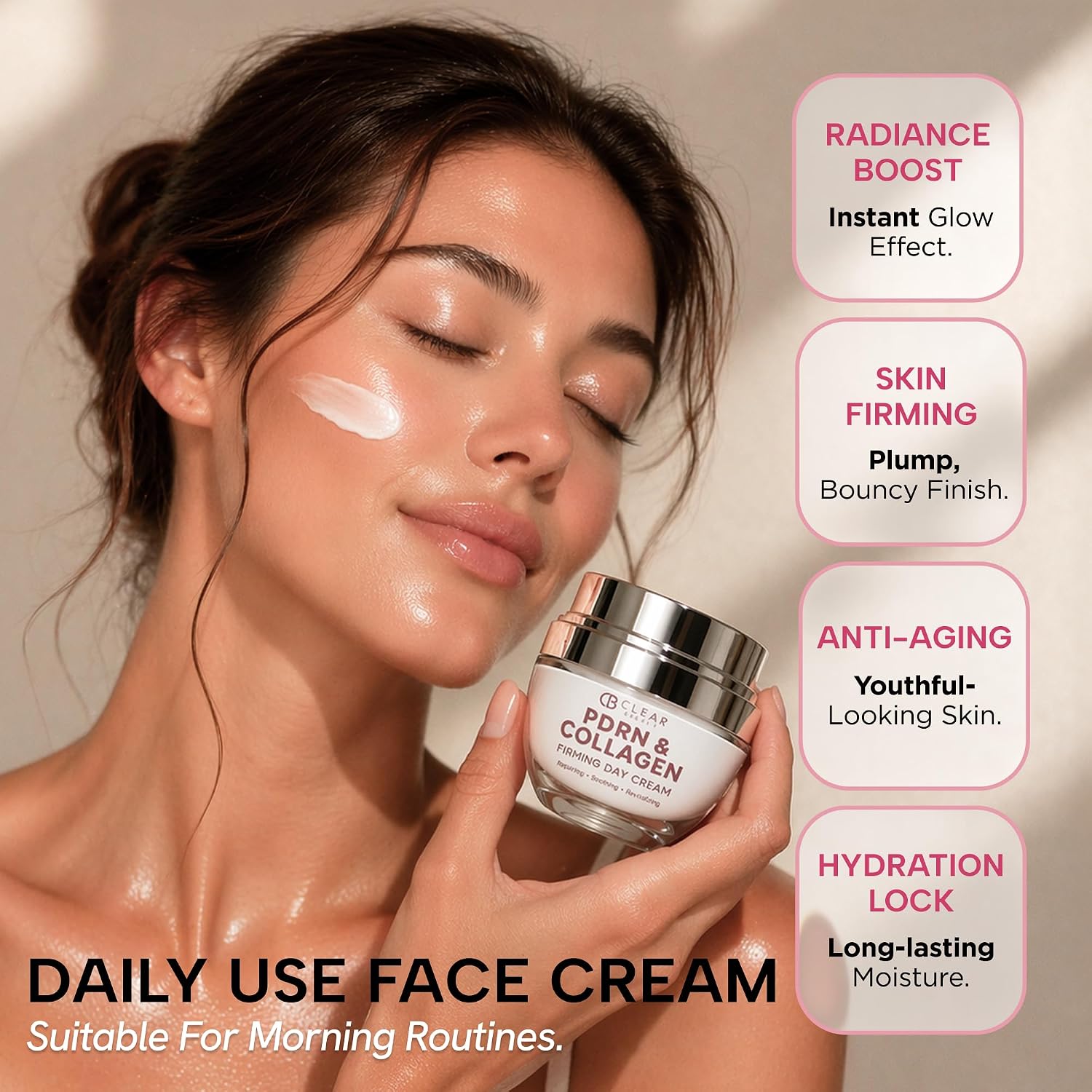 Clear Beauty 24K Gold & Collagen Day Cream Face Moisturizer – Dermatologist Tested, Anti Aging Korean Skin Care – Anti Wrinkle
